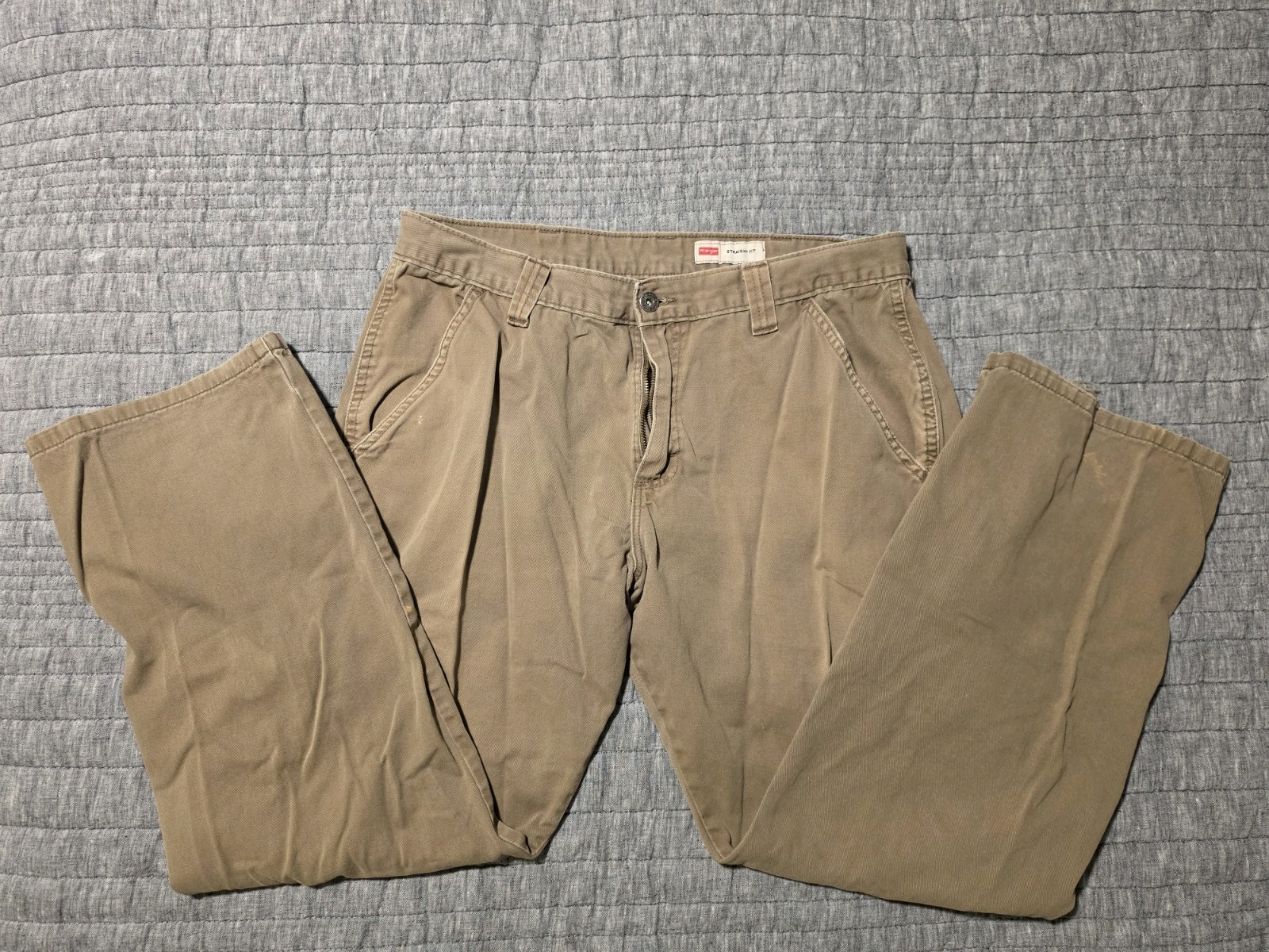 Wrangler Straight Fit 100% Cotton Cargo 34×30 Olive Green