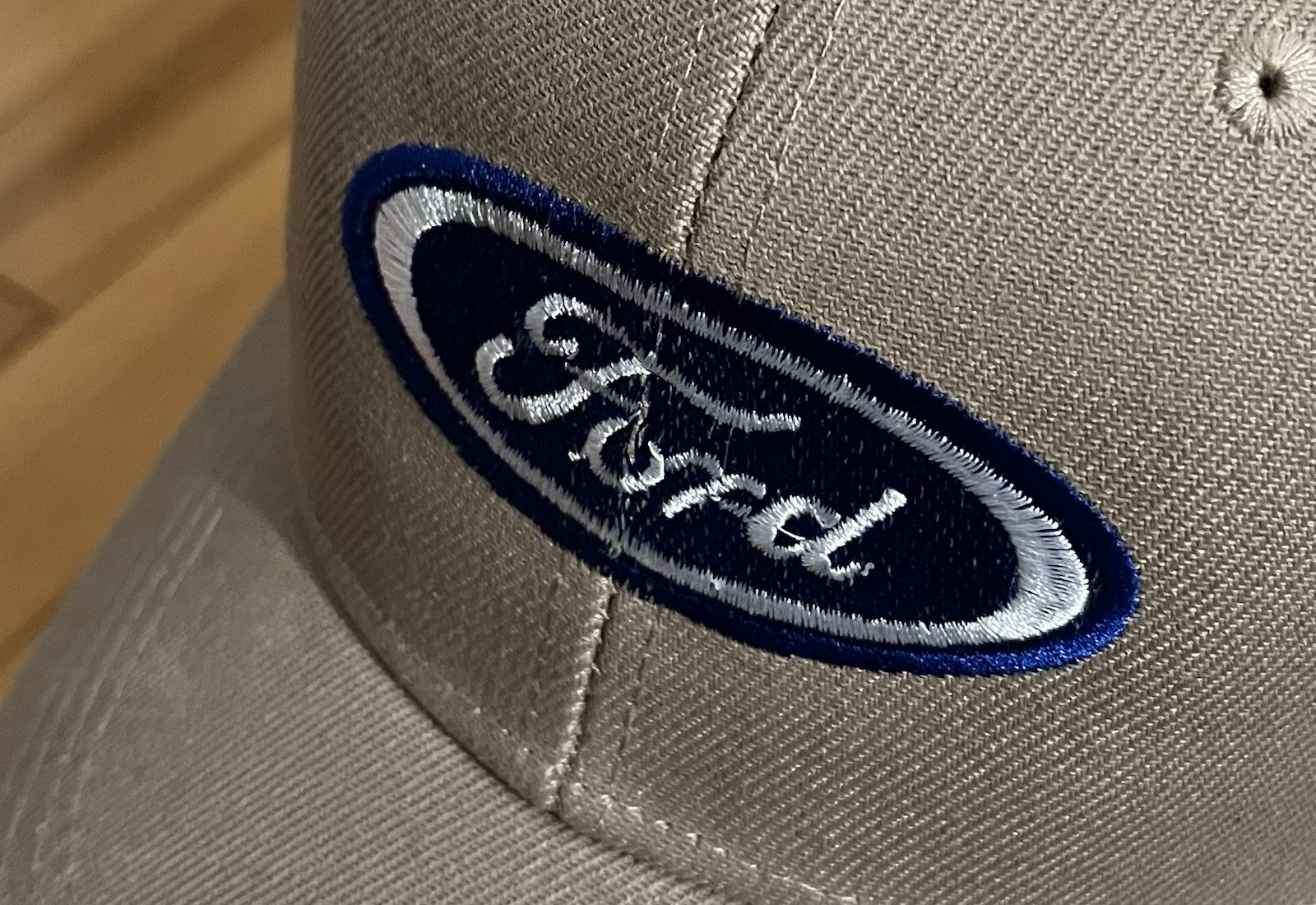 Auto-Car Khaki Ford Symbol Baseball Cap. ***A hat worth more than its price.