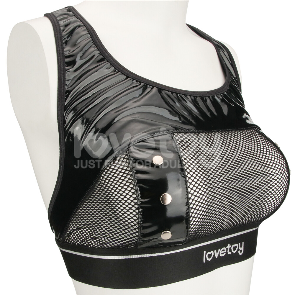Reign Leather & Mesh Harness Set Body Bra & Panty Garter Belt Harness Lingerie
