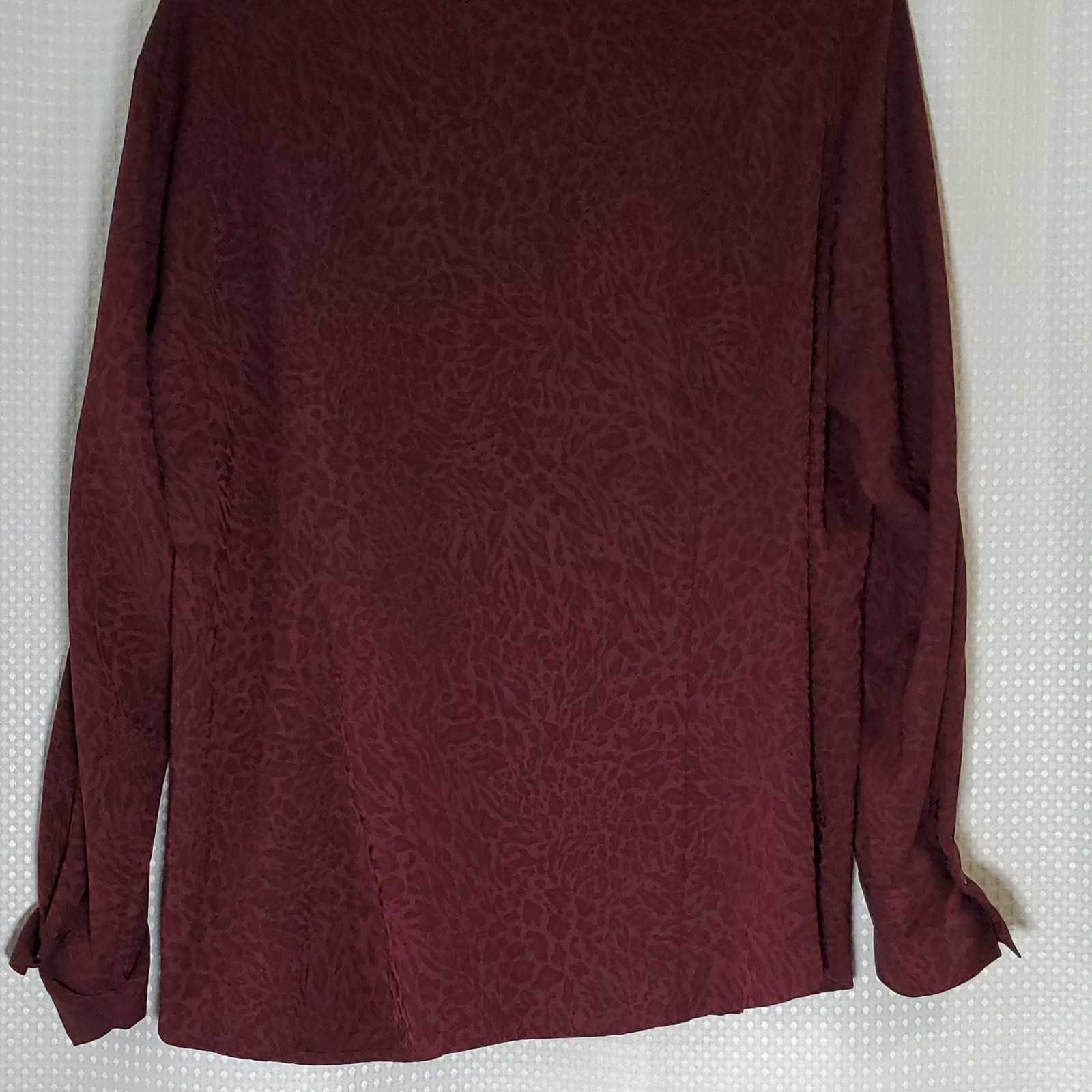 East 5th Women’s Burgundy Leopard Animal Print V-Neck Button Front Blouse 1X