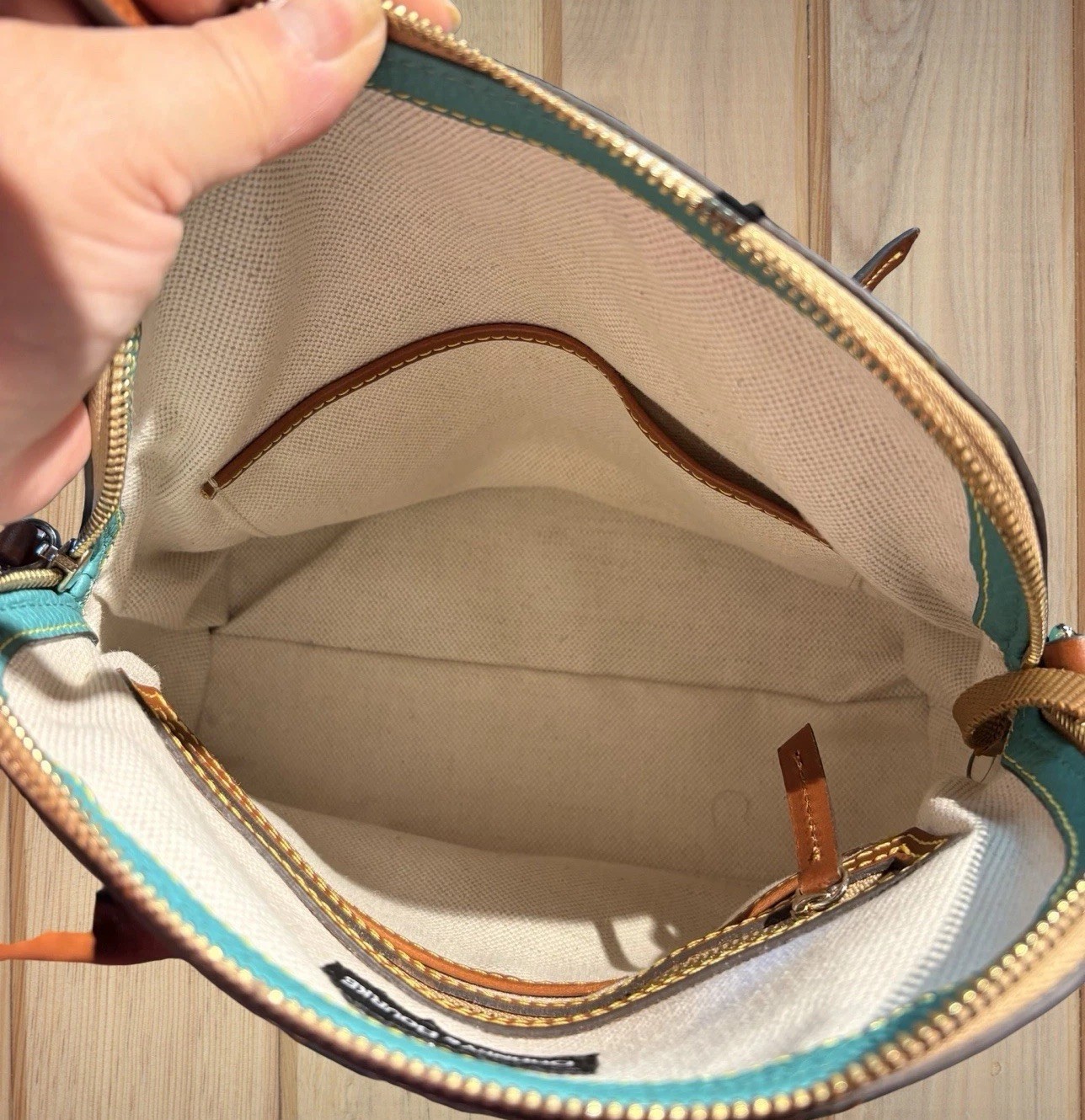 Dooney Bourke Spearmint Turquoise Green Domed Satchel Bag Pebbled Leather Purse