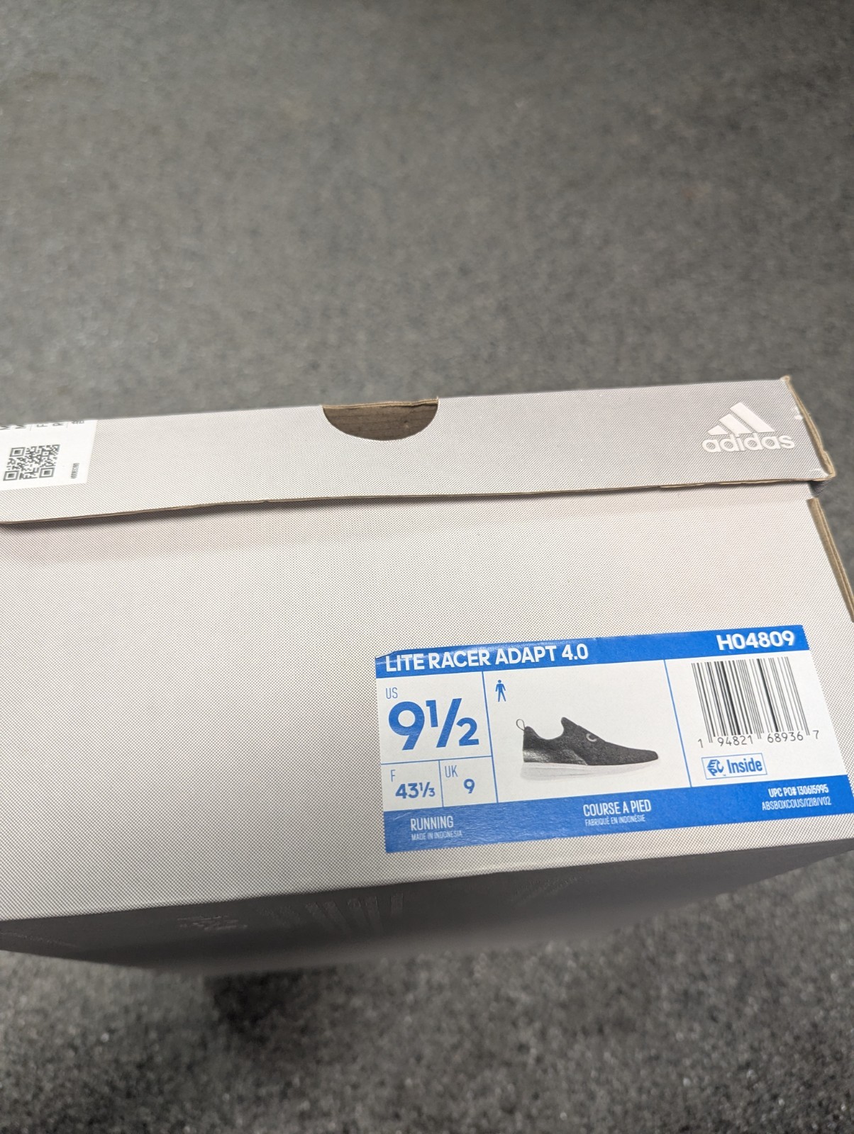 Men’s Adidas Lite Racer Adapt 4.0 Black / White Size 9.5 Shoes