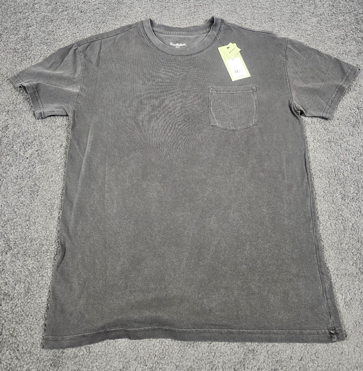 Men’s Crew Neck T Shirt 2 PK Medium Black Charcoal Pocket Relaxed Fit Goodfellow