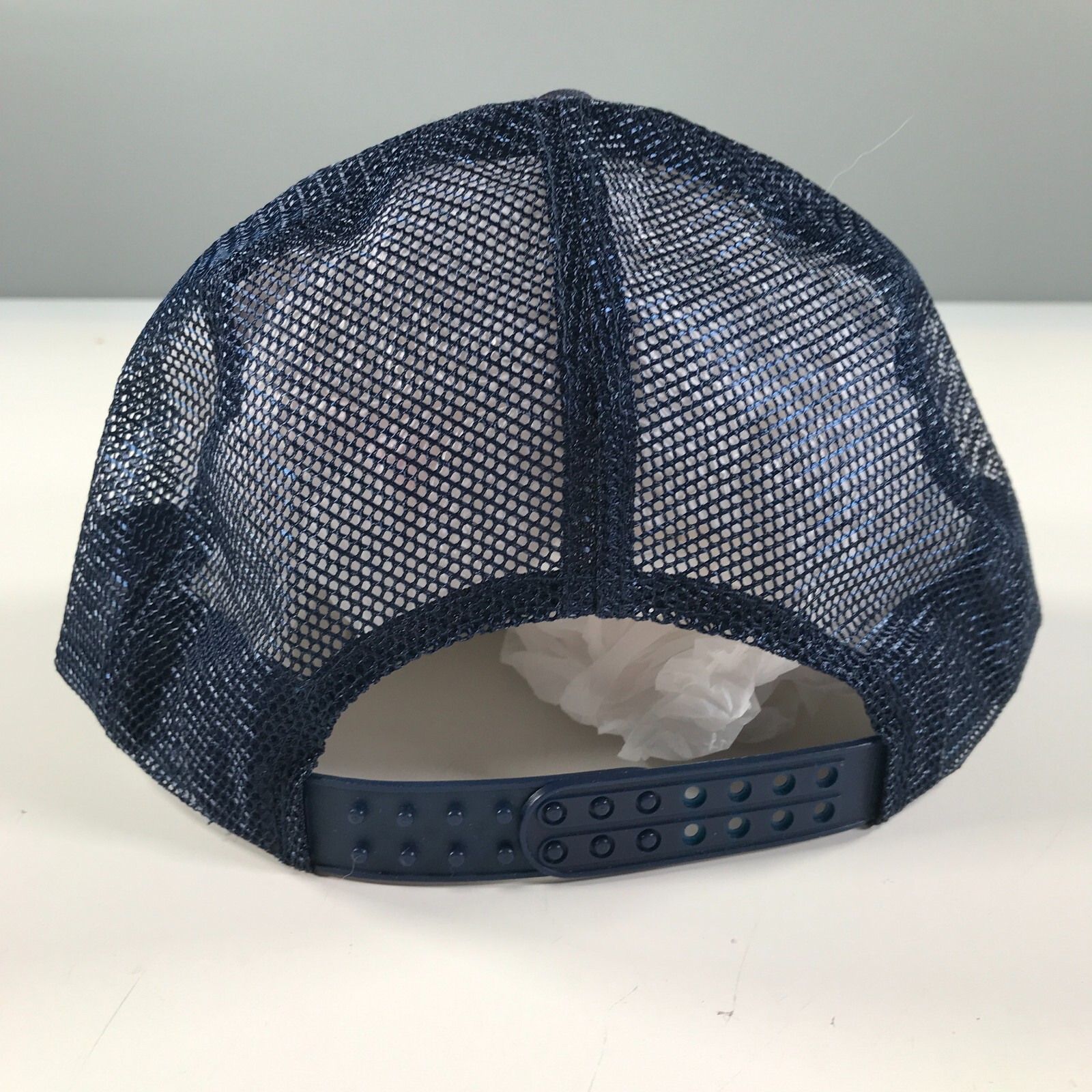 Vintage Navy Blue Trucker Hat Mesh Dome Foam Front Blank Rope Accent Headfirst