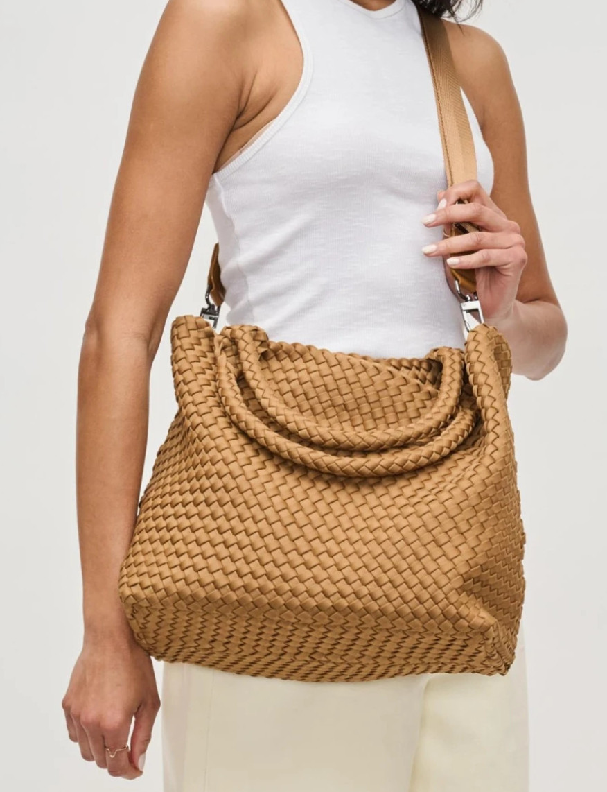 Sol and Selene Sky’s The Limit Medium Tote Neoprene Tan Travel Crossbody Bag