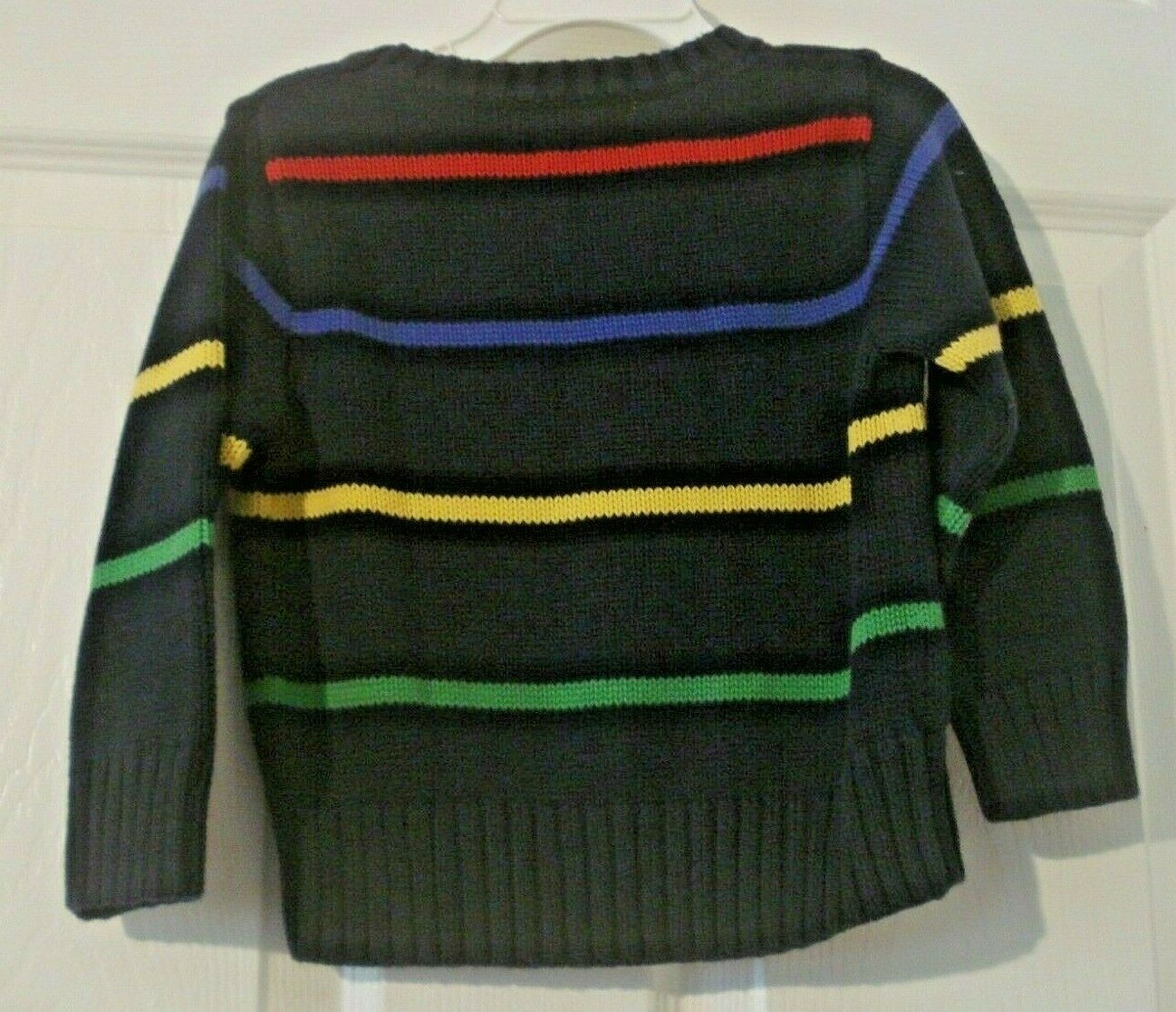 Chaps Toddler Boys Black Yellow Green Blue Red Striped Pullover Sweater Size 2T