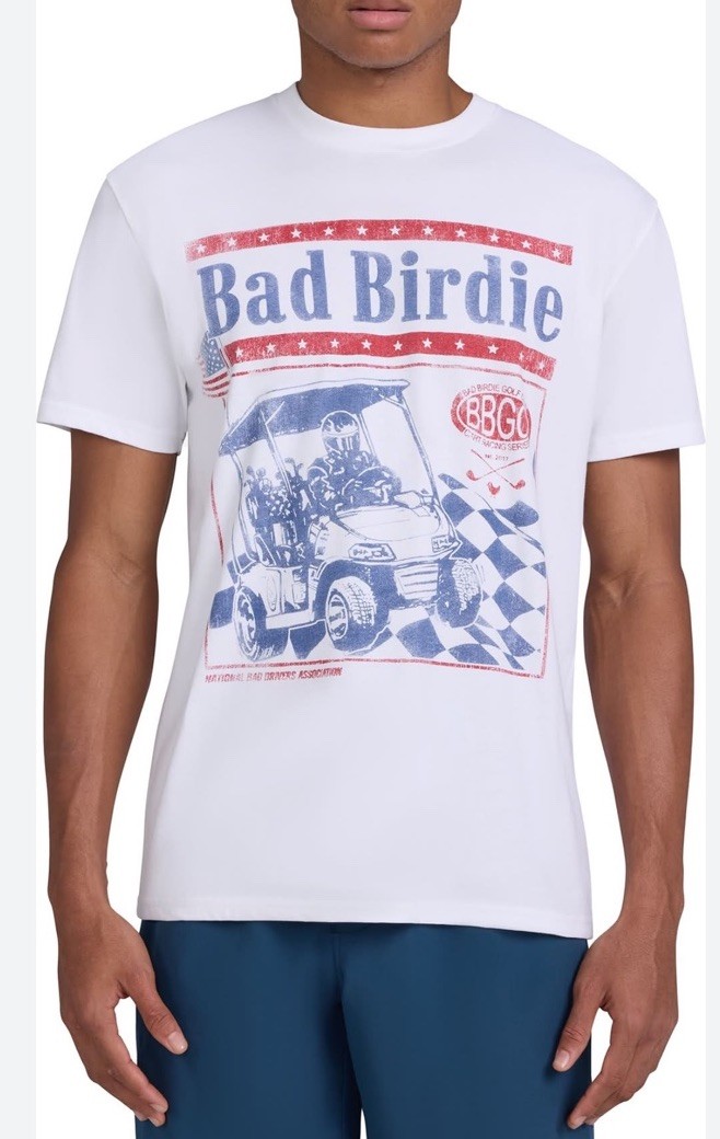 Bad Birdie Speedway Series Golf T-Shirt, Men Brilliant White NWT size XXL
