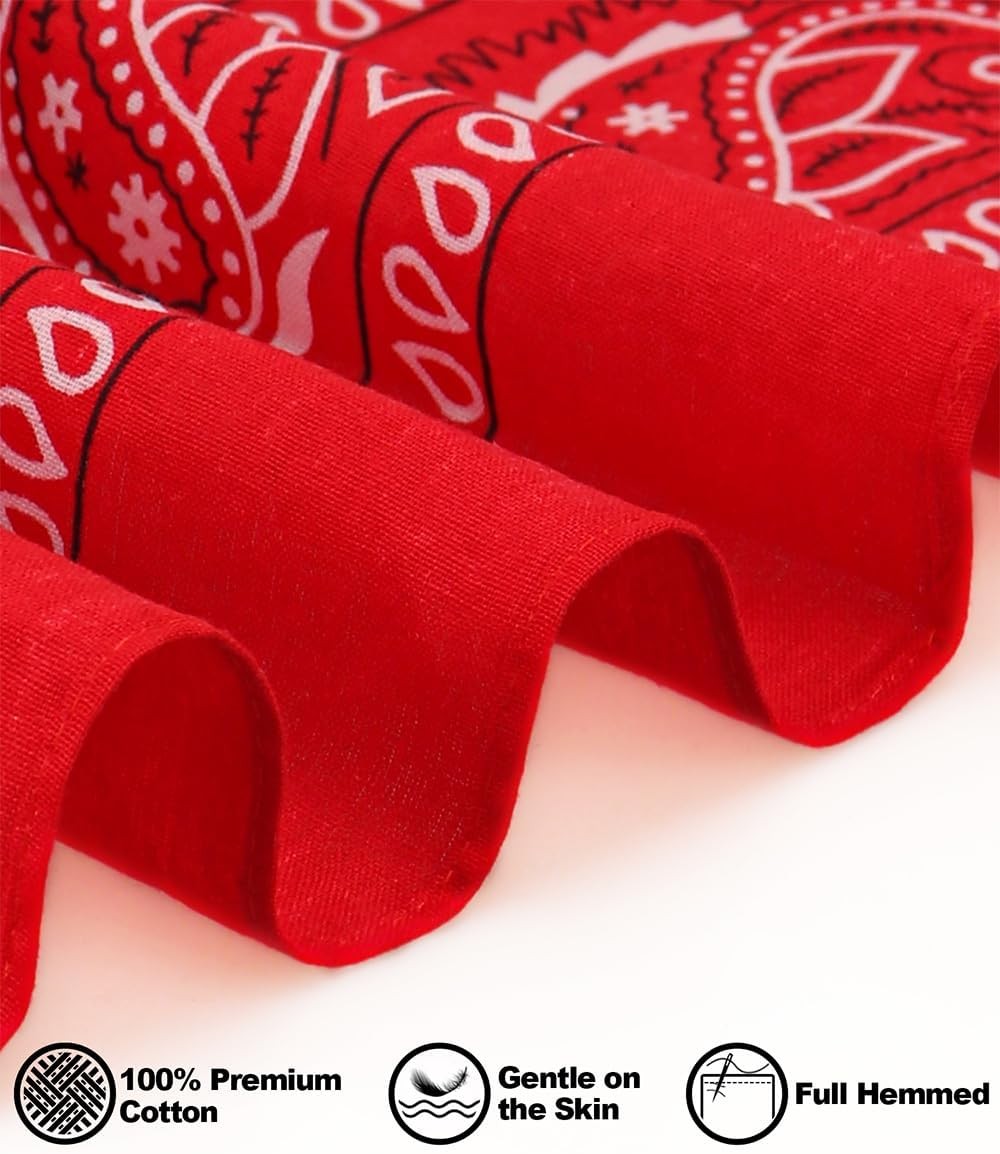 3 Pack 100% Cotton Paisley Pattern Bandanas Face Mask Square S- 6 Pack-1