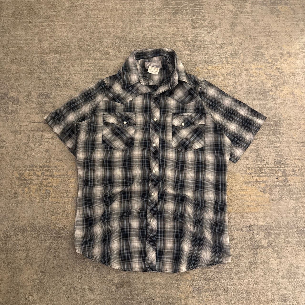 Wrangler Wrancher Western Short Sleeve Pearl Snap Plaid Shirt