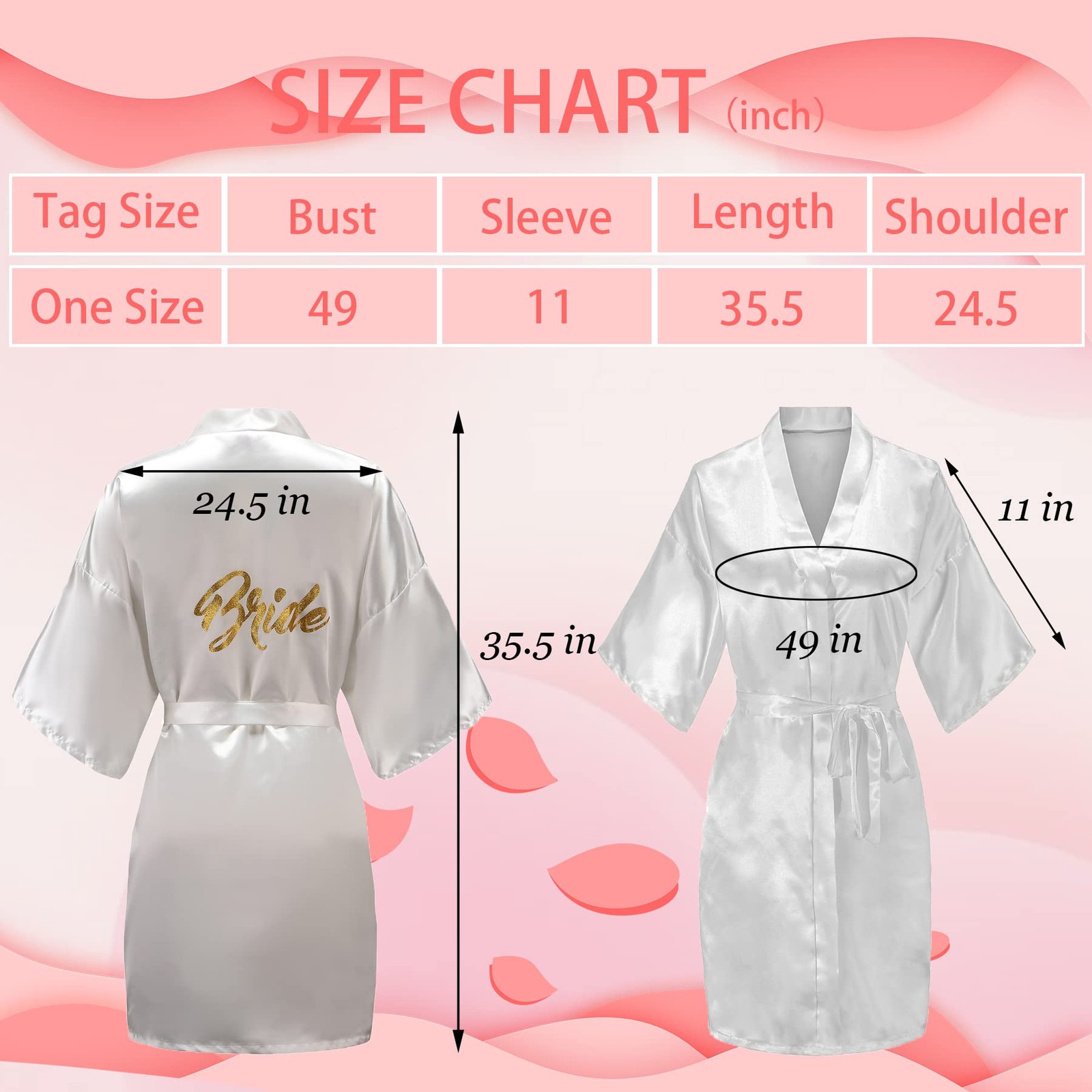 ALHAVONE Bride and Bridesmaid Robes Set of 4/5/6/7/10 Satin Bridal Robe for
