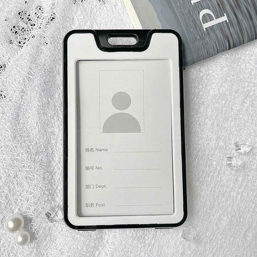 ID Badge Holder with Double-Sided Windows Hard Plastic Vertical ID Card Holder