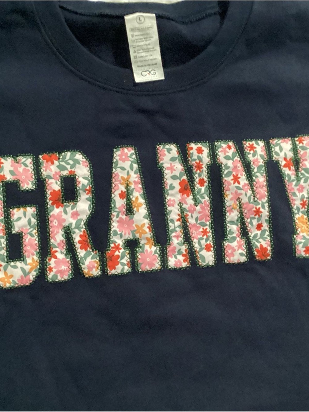 Source Unknown Navy Sweatshirt with Floral “GRANNY” Applique