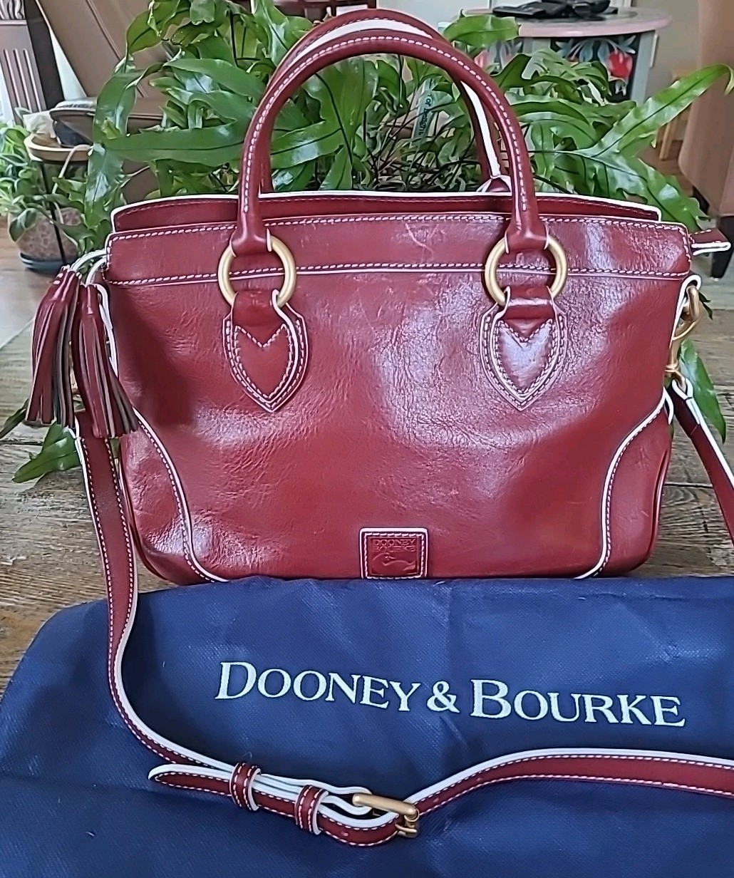 Dooney & Bourke Red Large Florentine Shopper Leather Handbag Crossbody Dust Bag