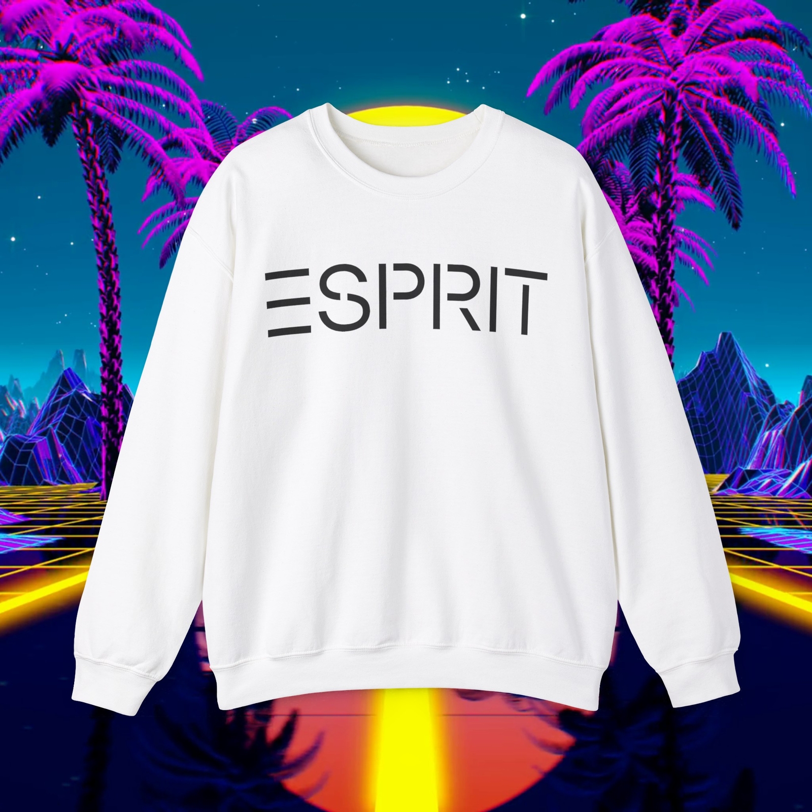 Custom ESPRIT vintage 1980s design sweatshirt Black White Unisex sweater shirt
