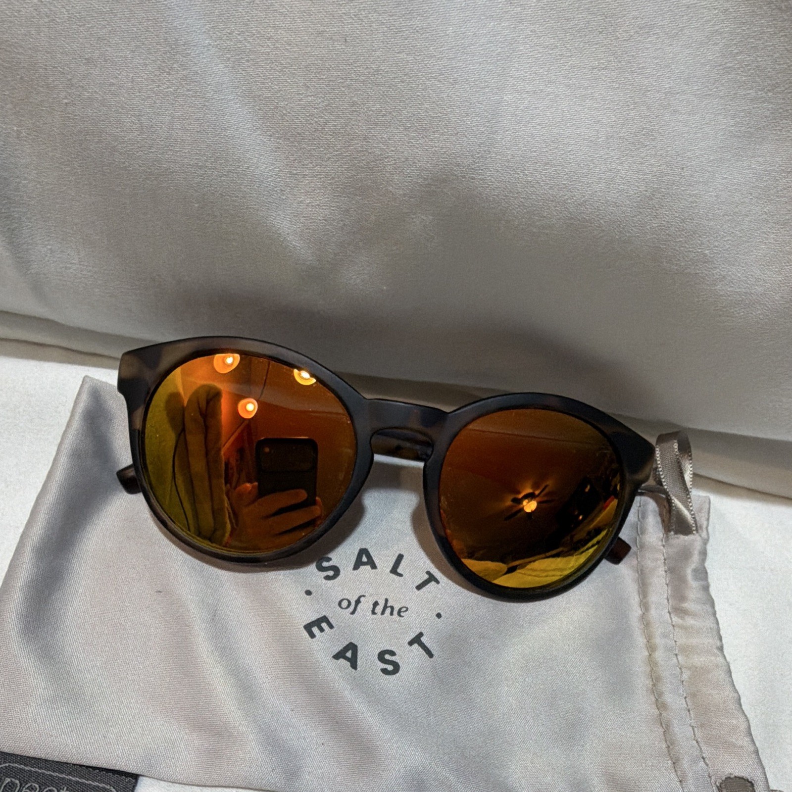 Nectar Round Sunglasses Brown Tortoise Shell Frame Mirrored Tinted Yellow Lens