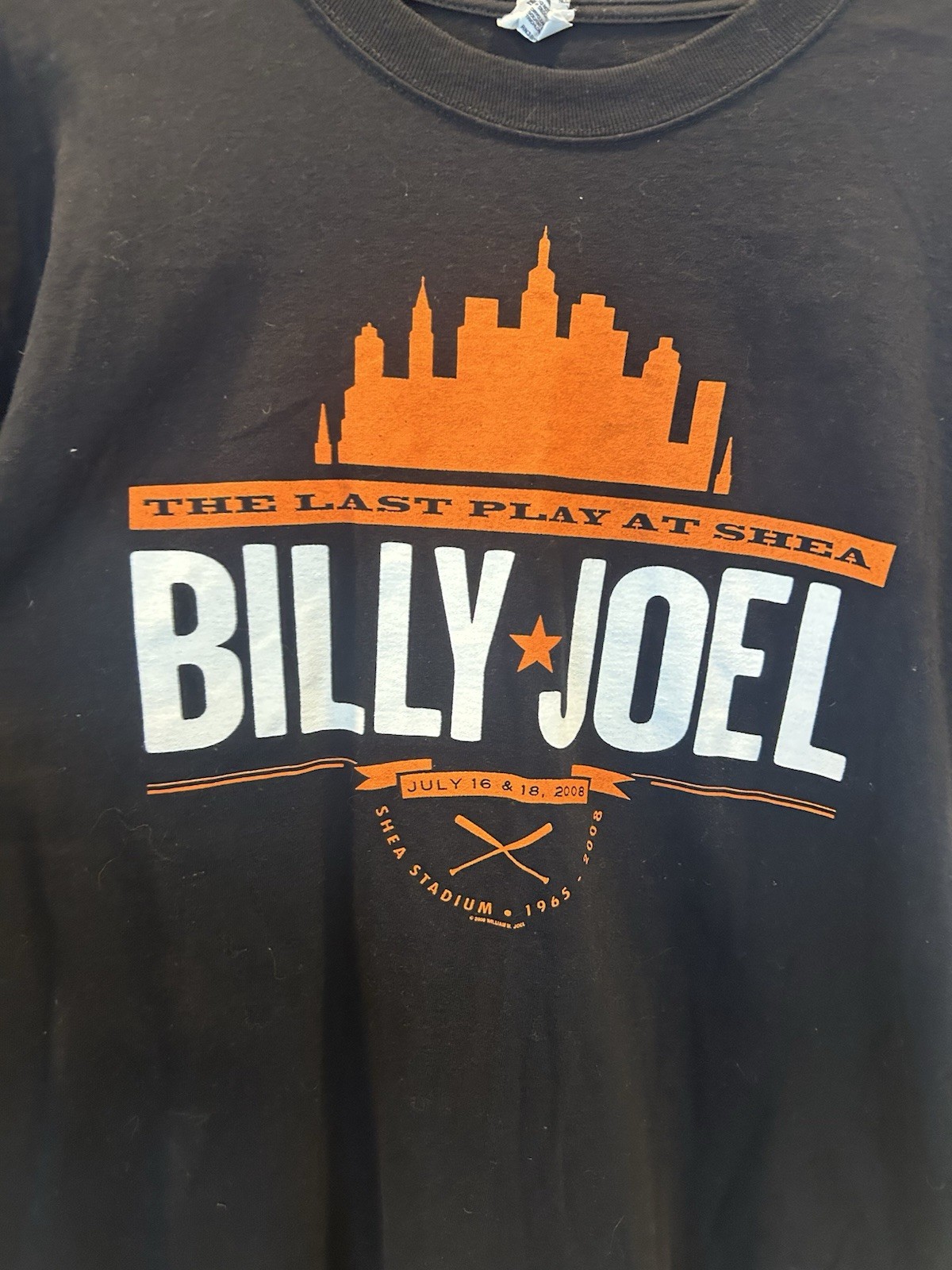 Billy Joel The Last Play At Shea 2008 T Shirt Adult Size Large Mets Black