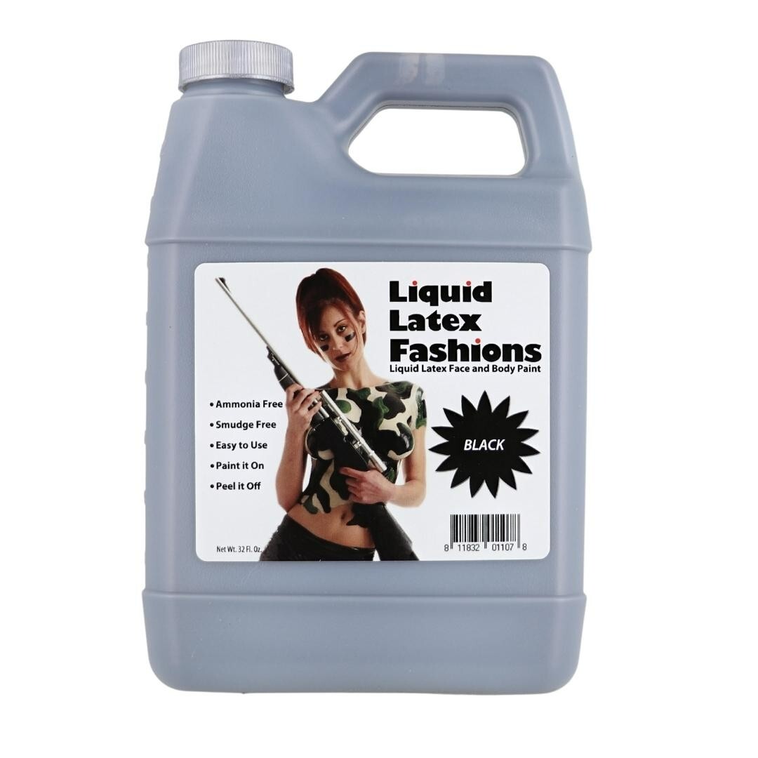 Black 32 Fl Oz – Liquid Latex Face and Body Paint for Cosplay and SFX!