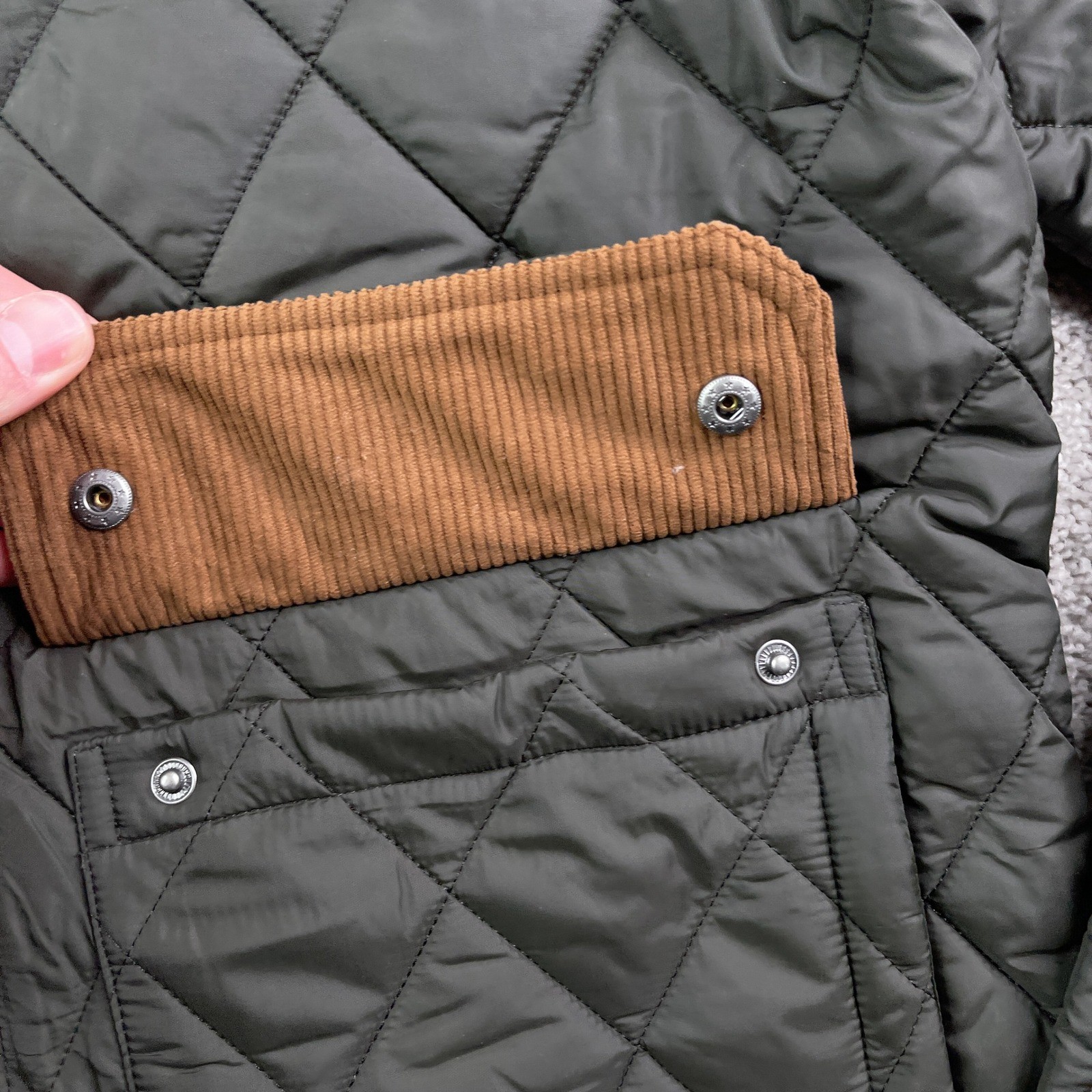 NEW 7Diamonds Rushmore Quilted Jacket Mens Large Grey Corduroy Collar Barn Chore