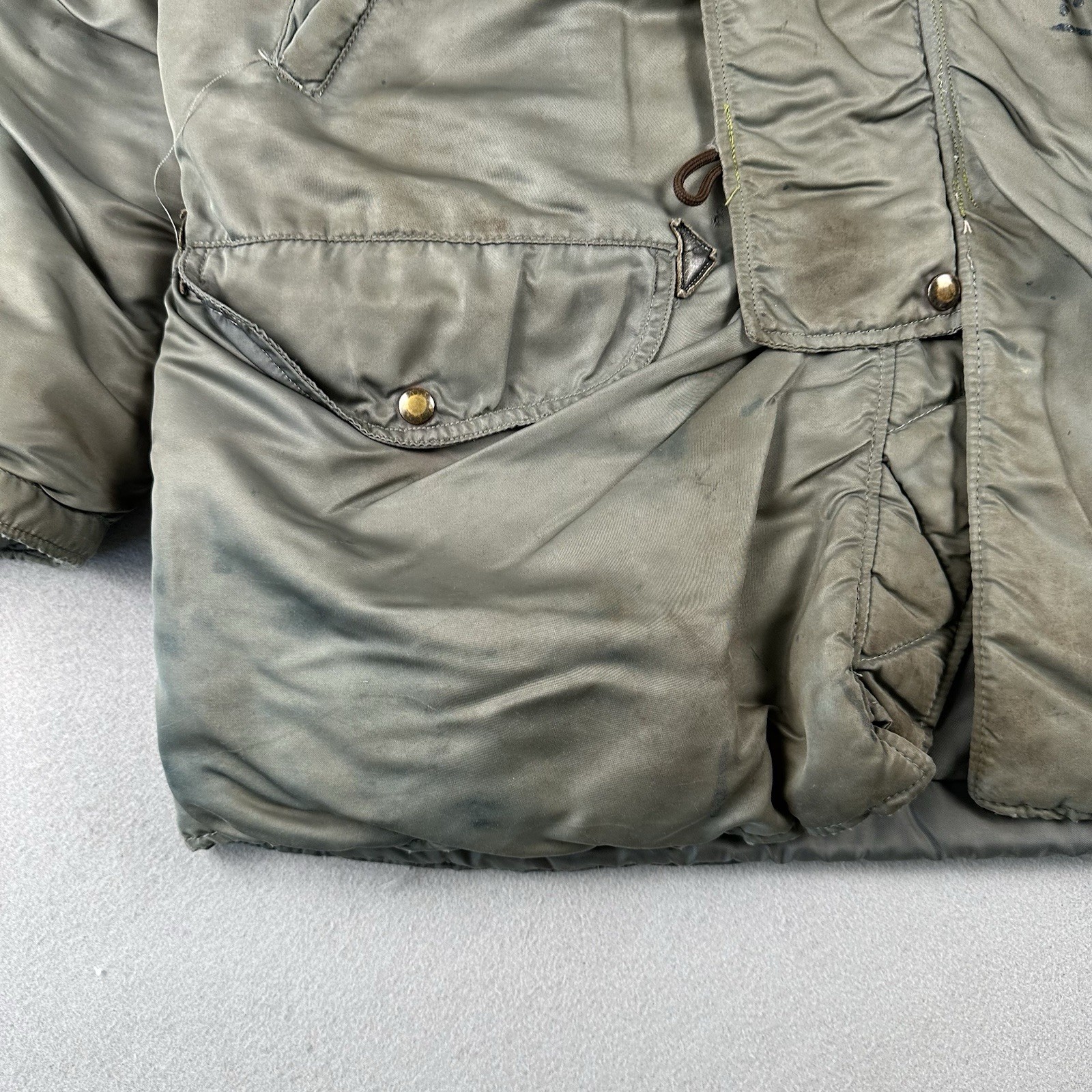 Vintage 50s US Air Force N-3B Snorkel Parka Large Green Fur Military Jacket
