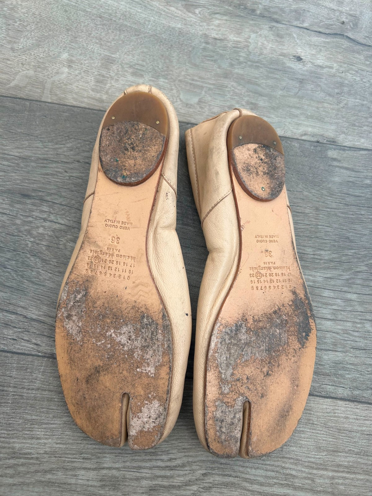 Maison Margiela Tabi Leather Beige Ballerina Flats EU 36 US 6