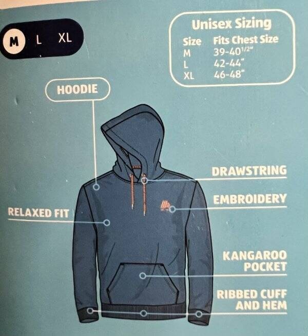 ALDI GEAR Blue LOGO PULLOVER HOODIE SWEATSHIRT MENS M MEDIUM *NEW* 2026