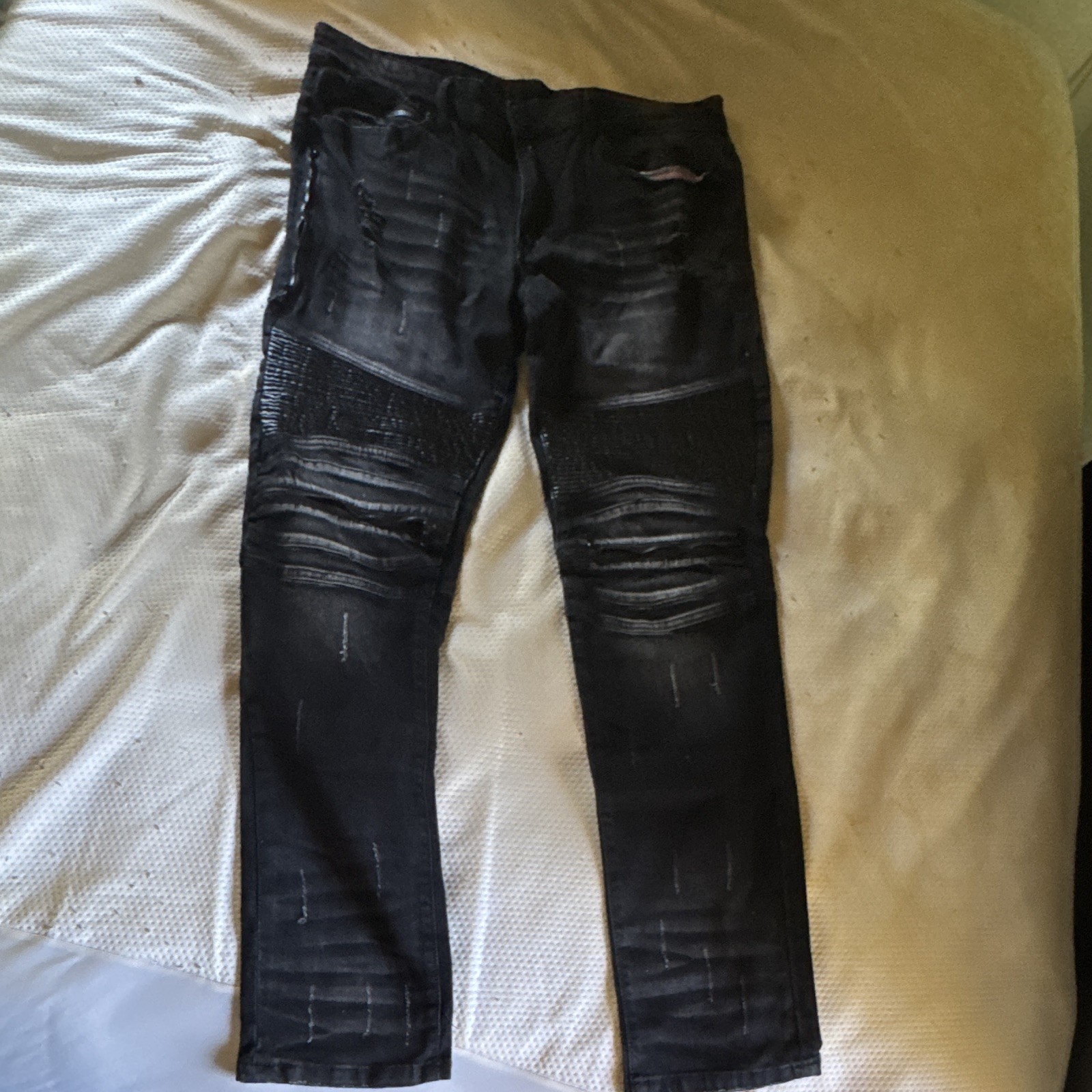 Rockstar Men’s Black Skinny Jeans Solid Cotton Denim Regular Size 36