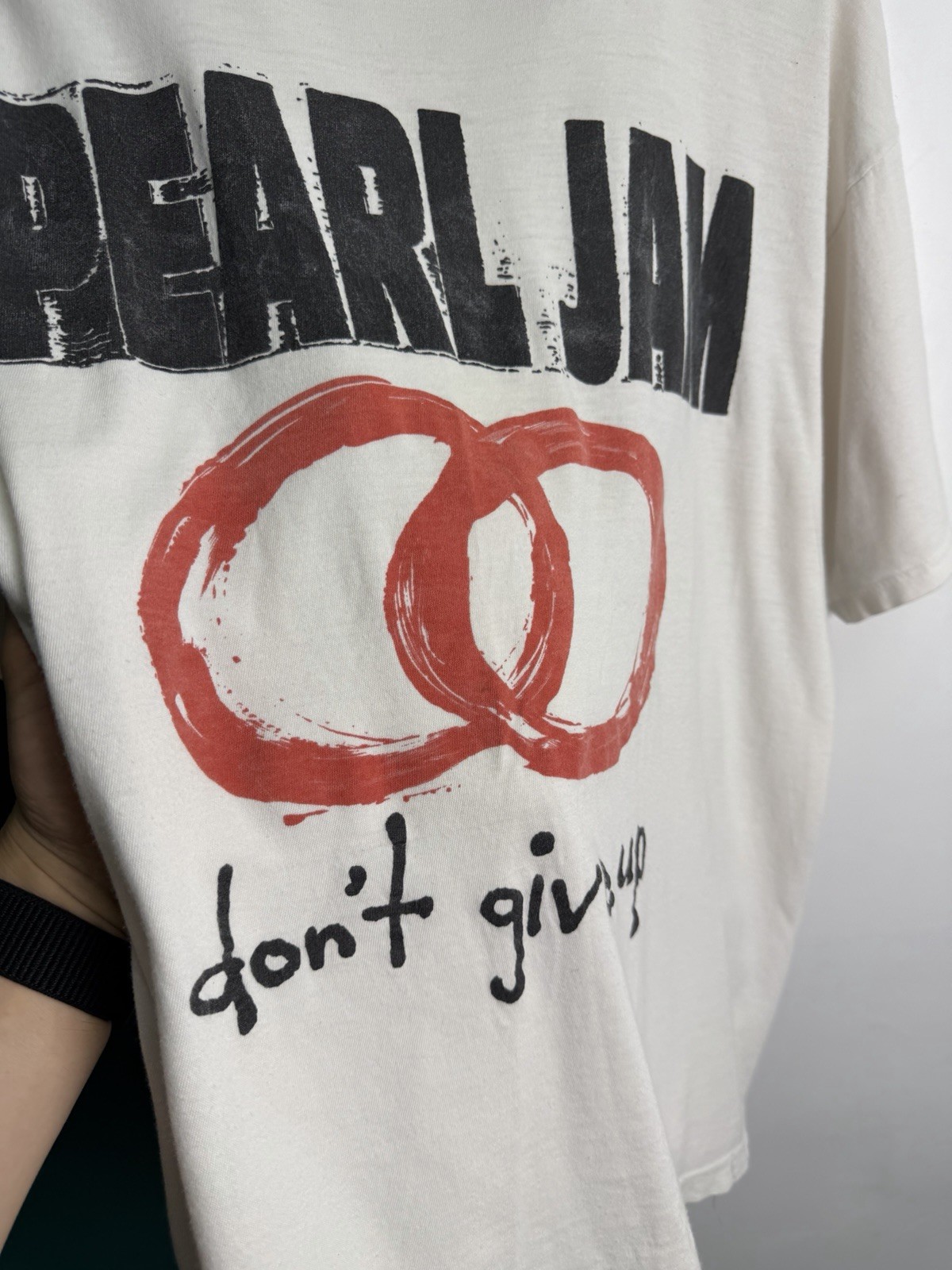 Pearl Jam Don’t Give Up 1992 European Summer Tour White Graphic Band T Shirt XL