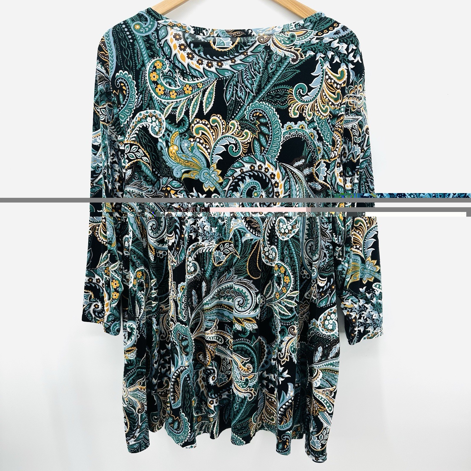 Jessica London Paisley Tunic Top Plus Sz 26/28 Teal Boho Resort Travel AD30
