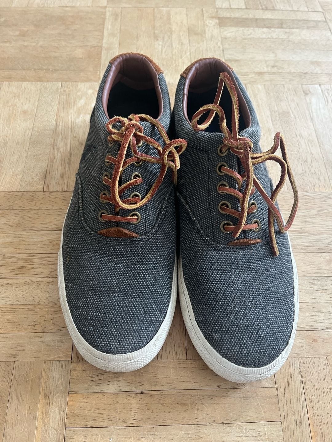 Polo Ralph Lauren Vaughn Charcoal Canvas Low-Top Sneakers 7D