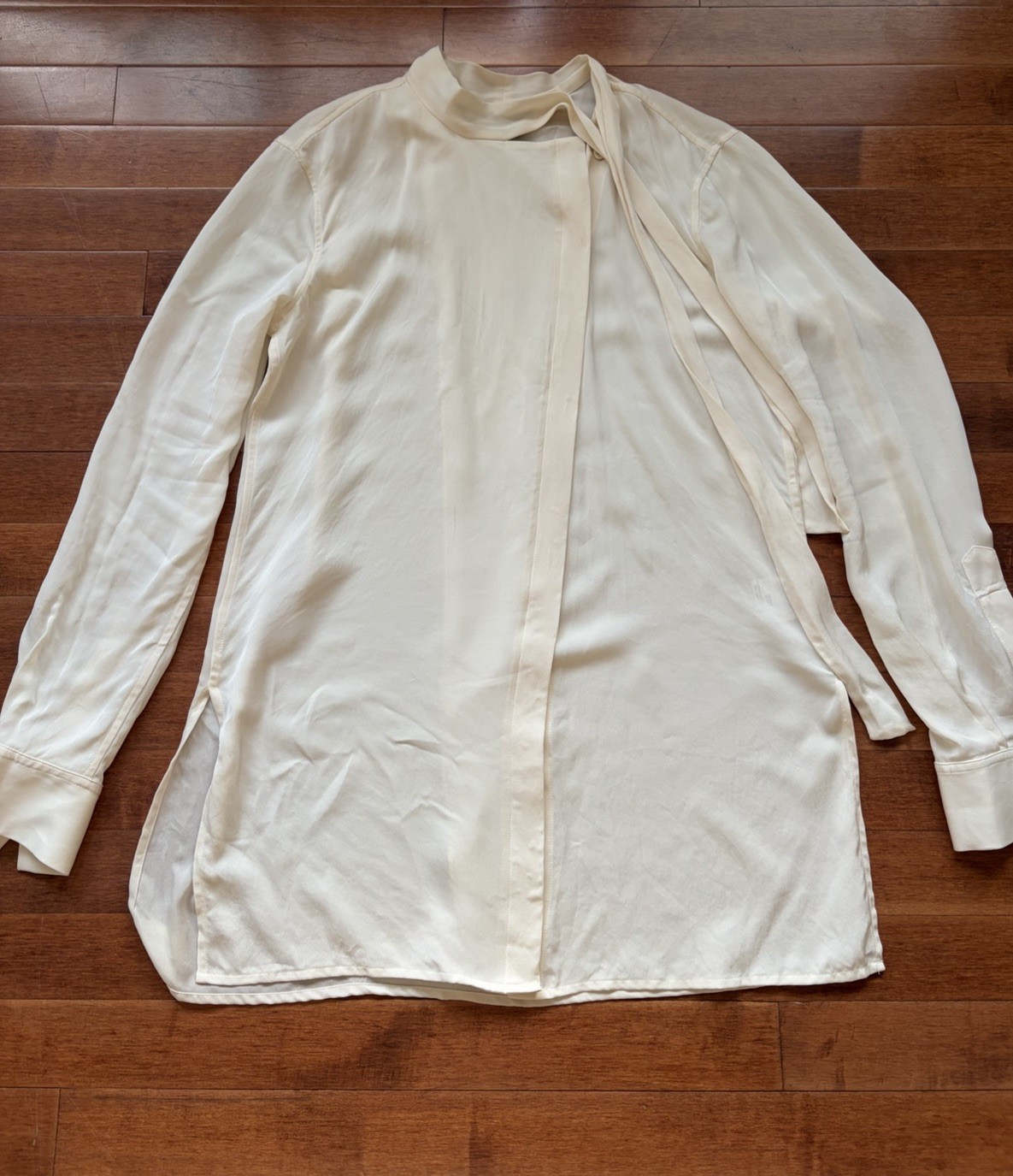 Theory Tie Neck 100% Silk Blouse MSRP $325 Size S