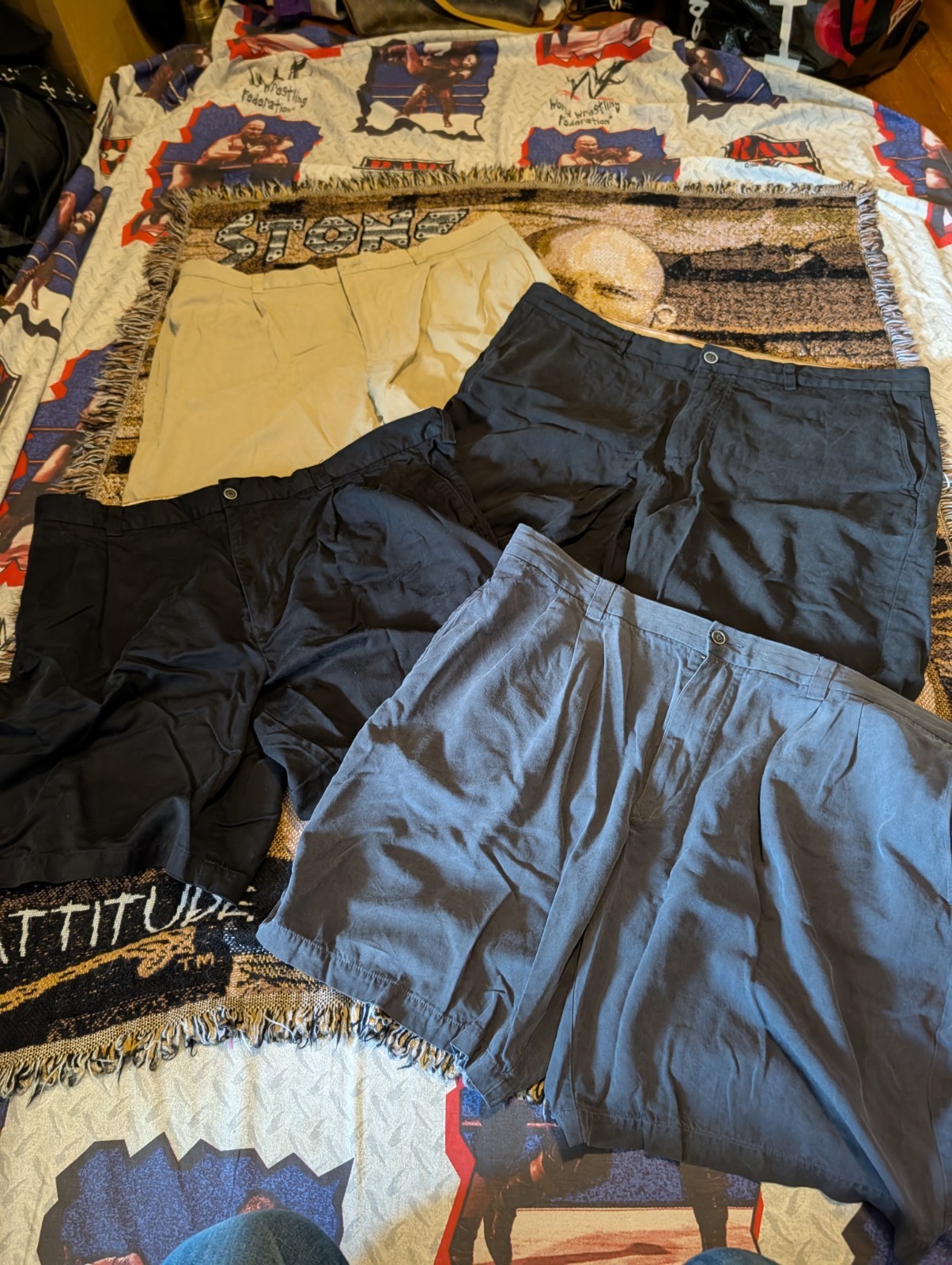 Lot of 4 Pairs Tommy Bahama Silk Shorts sz 42 Black Grey Khaki Pleated