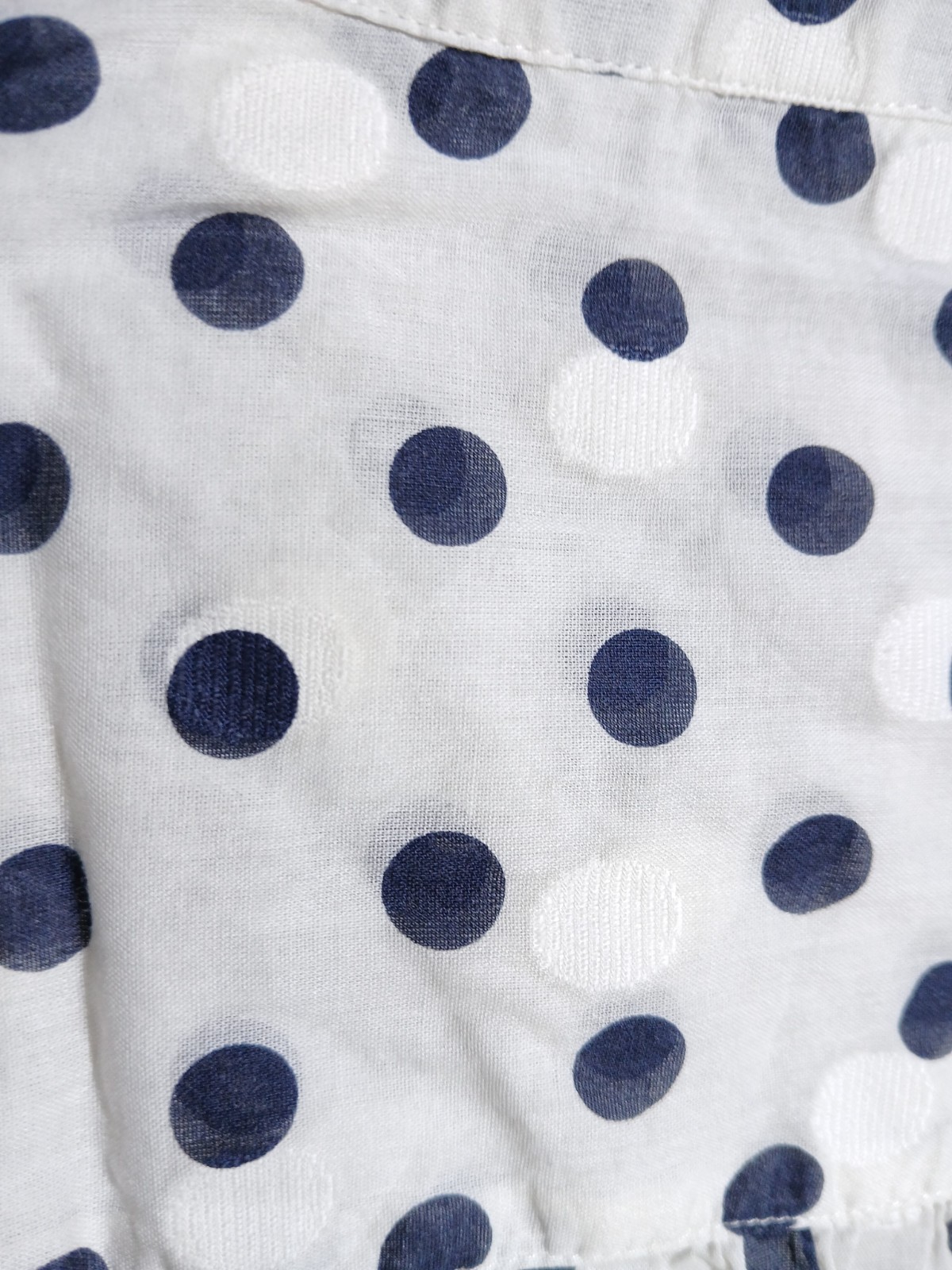 J Crew Womens 2 Blouse White Blue 100% Cotton Polka Dot Collared Button Up Top