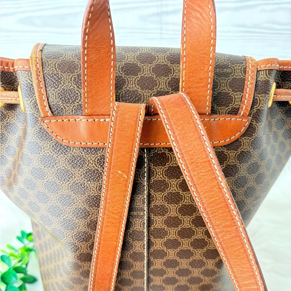Celine Vintage Macadam PVC Leather & Canvas Backpack with COA