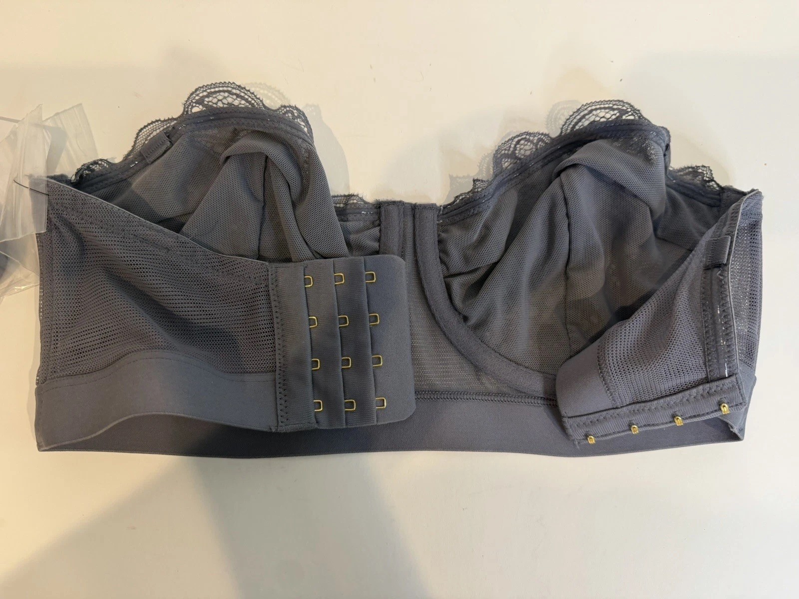 NWT- Lively The Lace Strapless Bra Size 32DD Color Gray/Smoke Style 32221