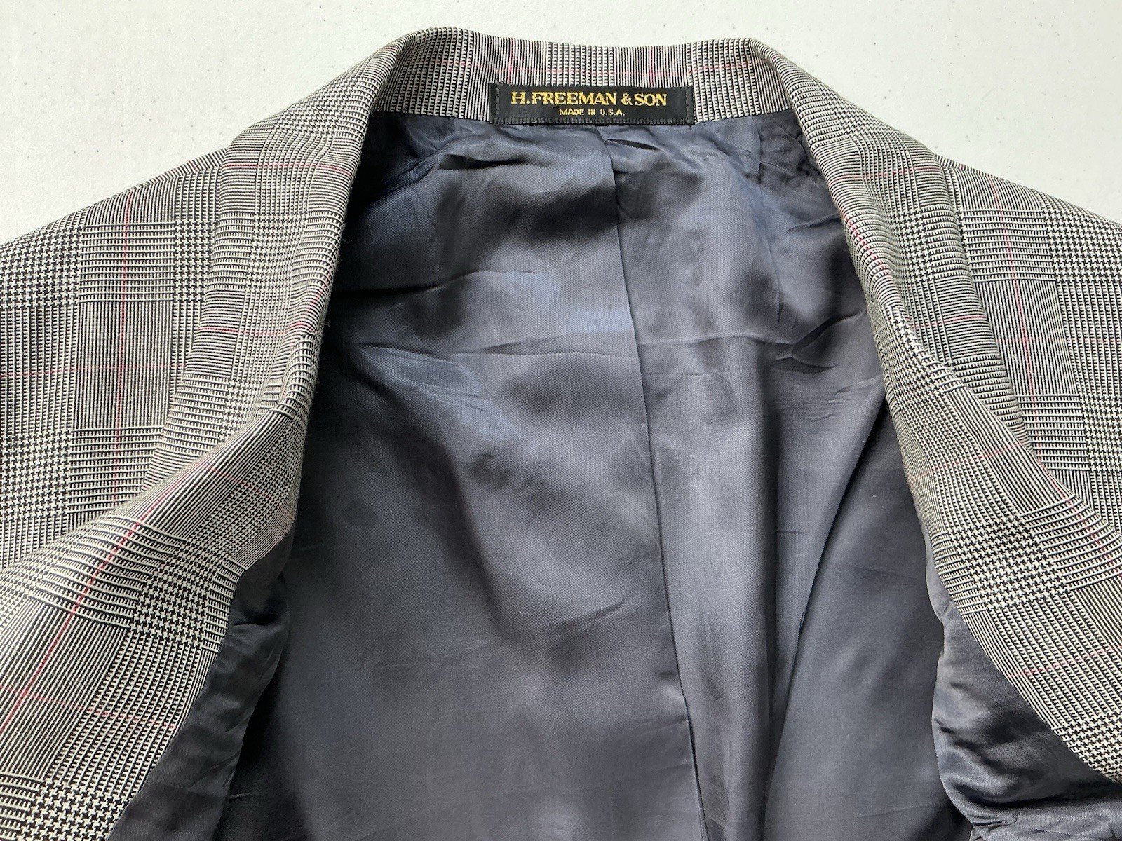NWT $645 H. Freeman & Son Glen Plaid Black Gray Blazer 44R American Academia