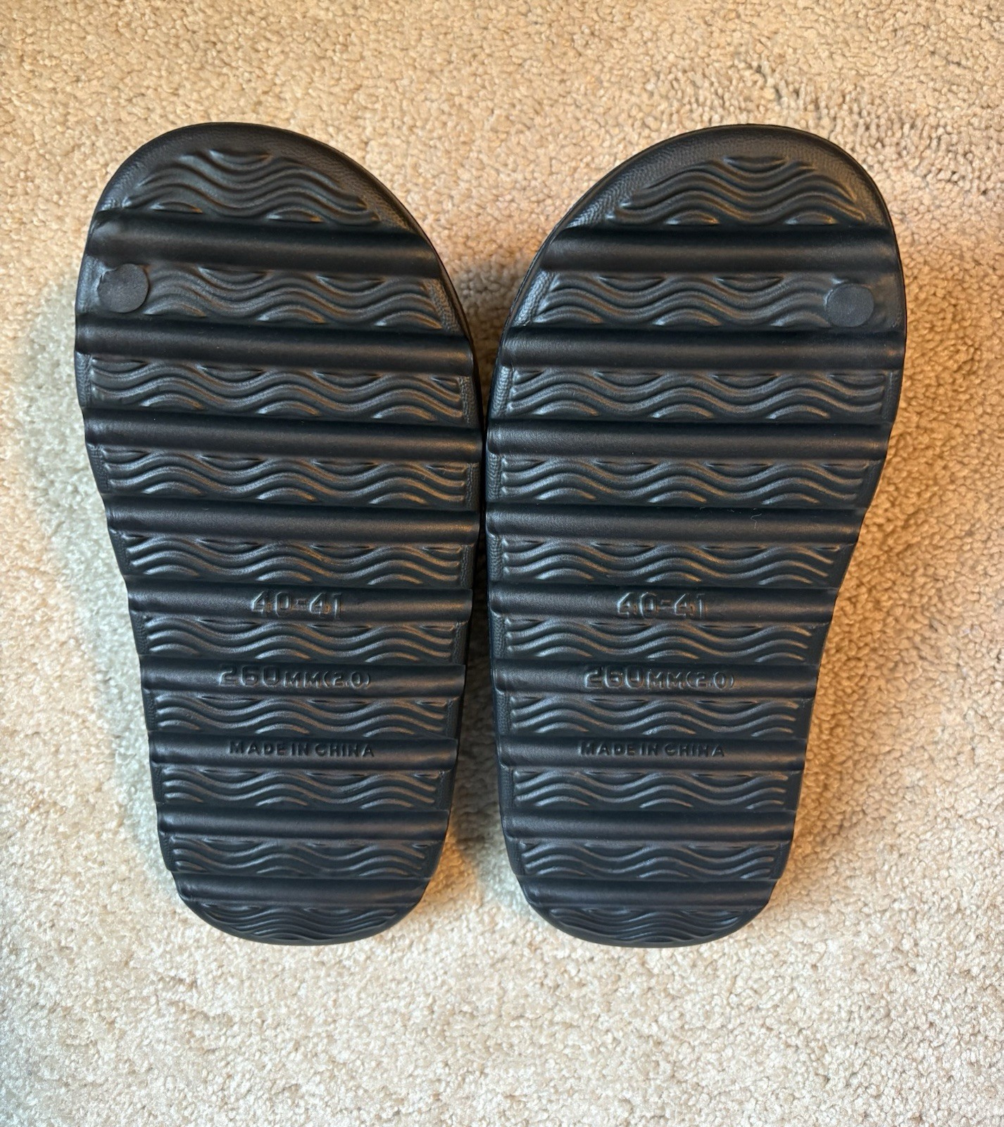 Men’s Black Slip-On Slide Sandals Open Toe Solid Foam Upper US 7.5 EU 40-41
