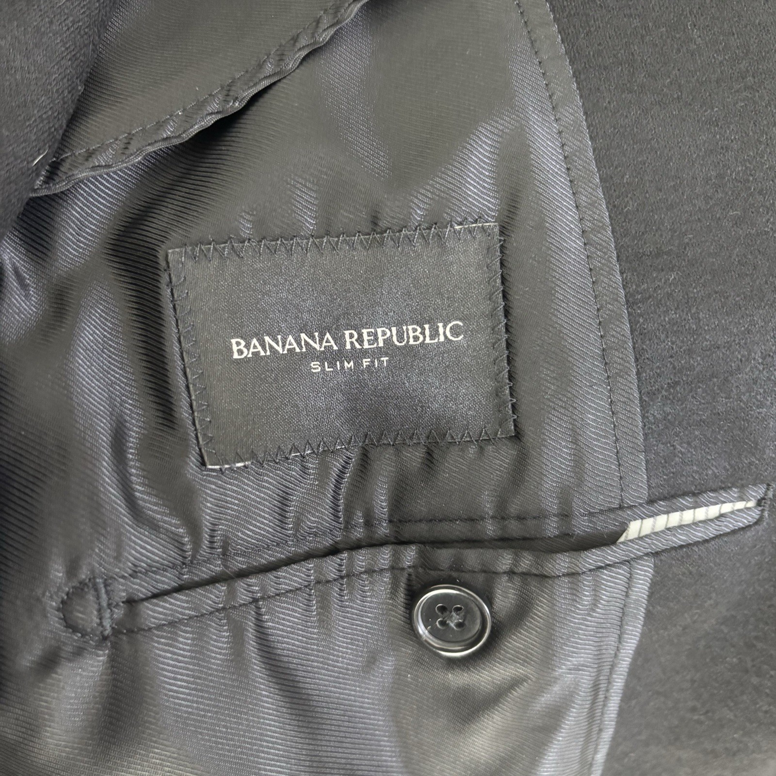 Banana Republic Blazer Men’s 42S Black Flannel Slim Fit Mario Bellucci 384417
