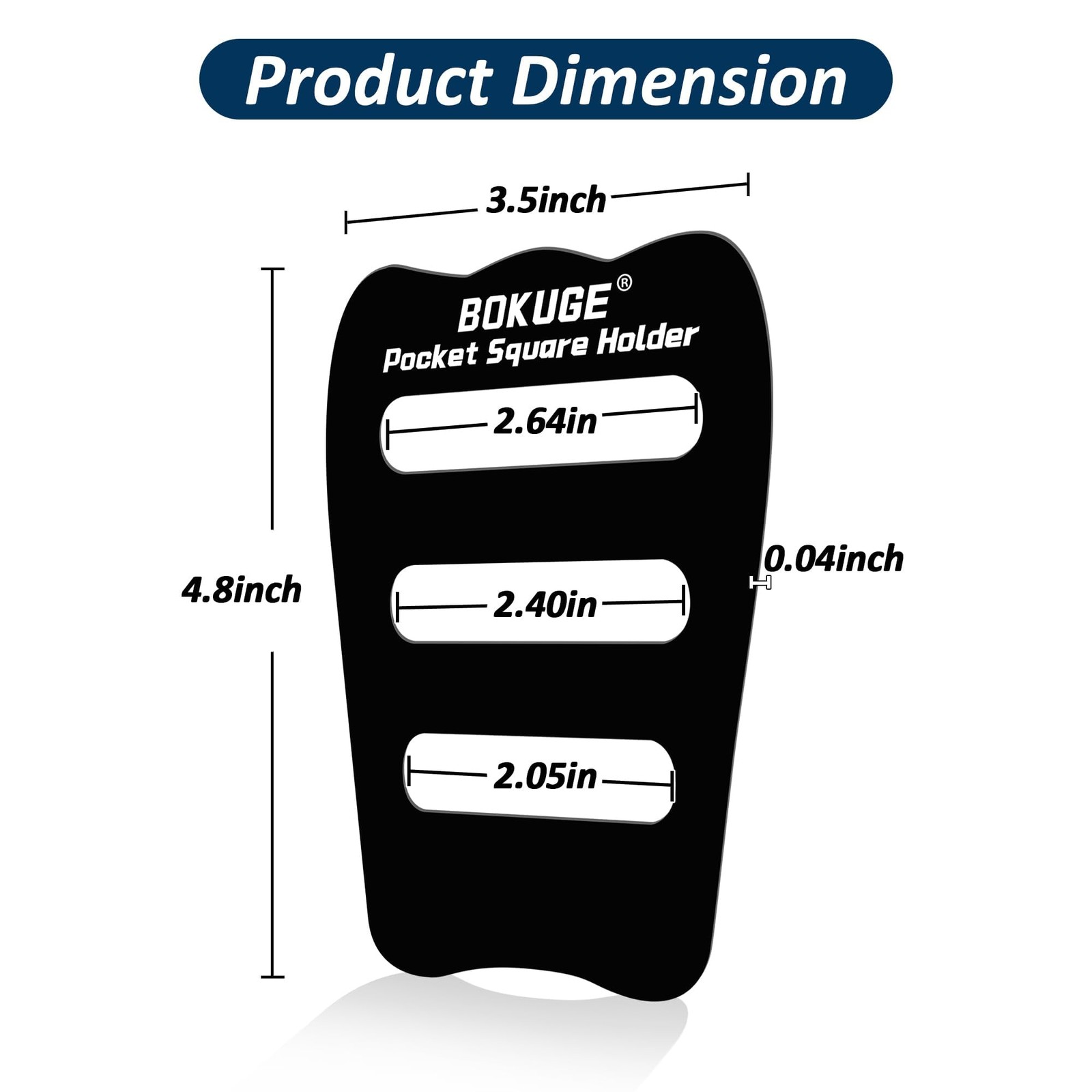 BOKUGE Pocket Square Holder,Keeps 4.8 x 3.5 x 0.04 inches, Black