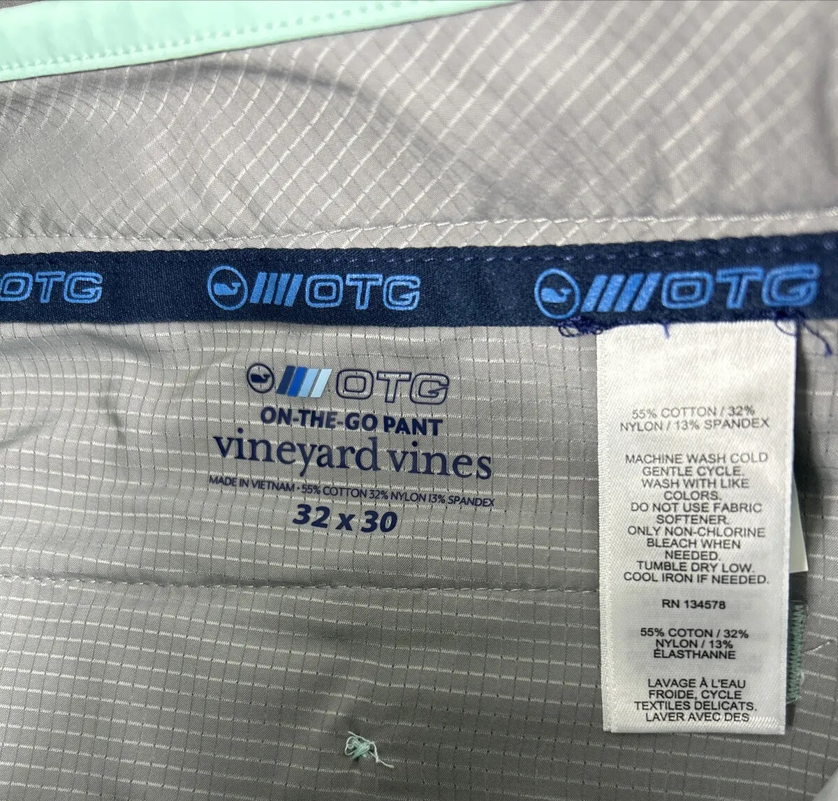 Vineyard Vines Golf Pants Performance On The Go 32 x 30 Crystal Blue $125