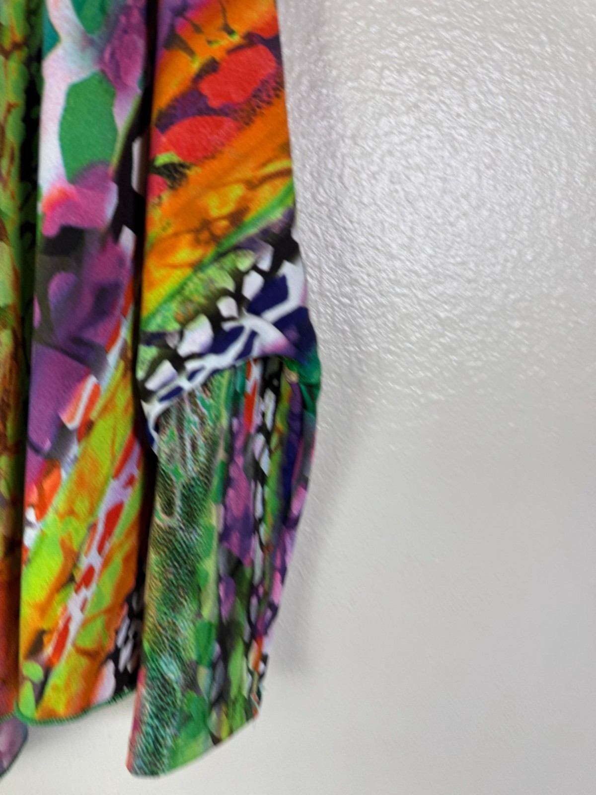 Jon Den Multicolor Artsy Long Sleeves Top Women size XL Asymmetrical Dolman Boho