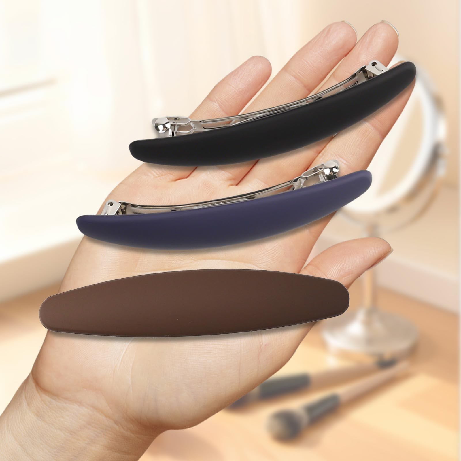 3PCS Large Hair Barrette Matte 4 Inch No Slip 1 Count (Pack of 3), Multicolor