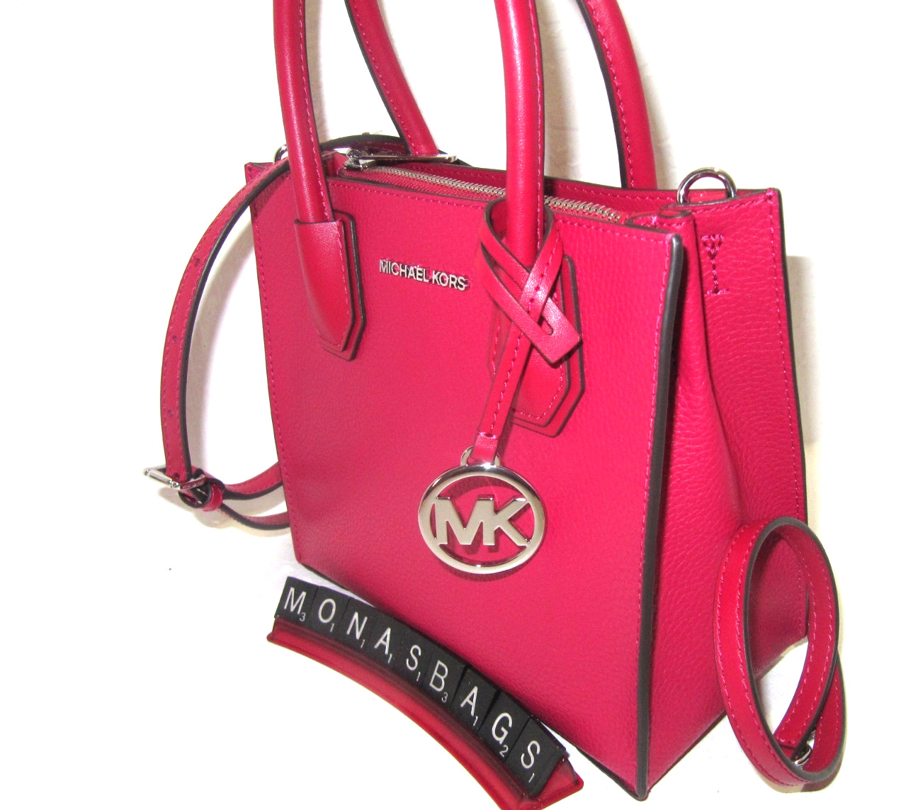 Michael Kors Mercer Medium Leather Crossbody Messenger Bag Dark Raspberry NWT