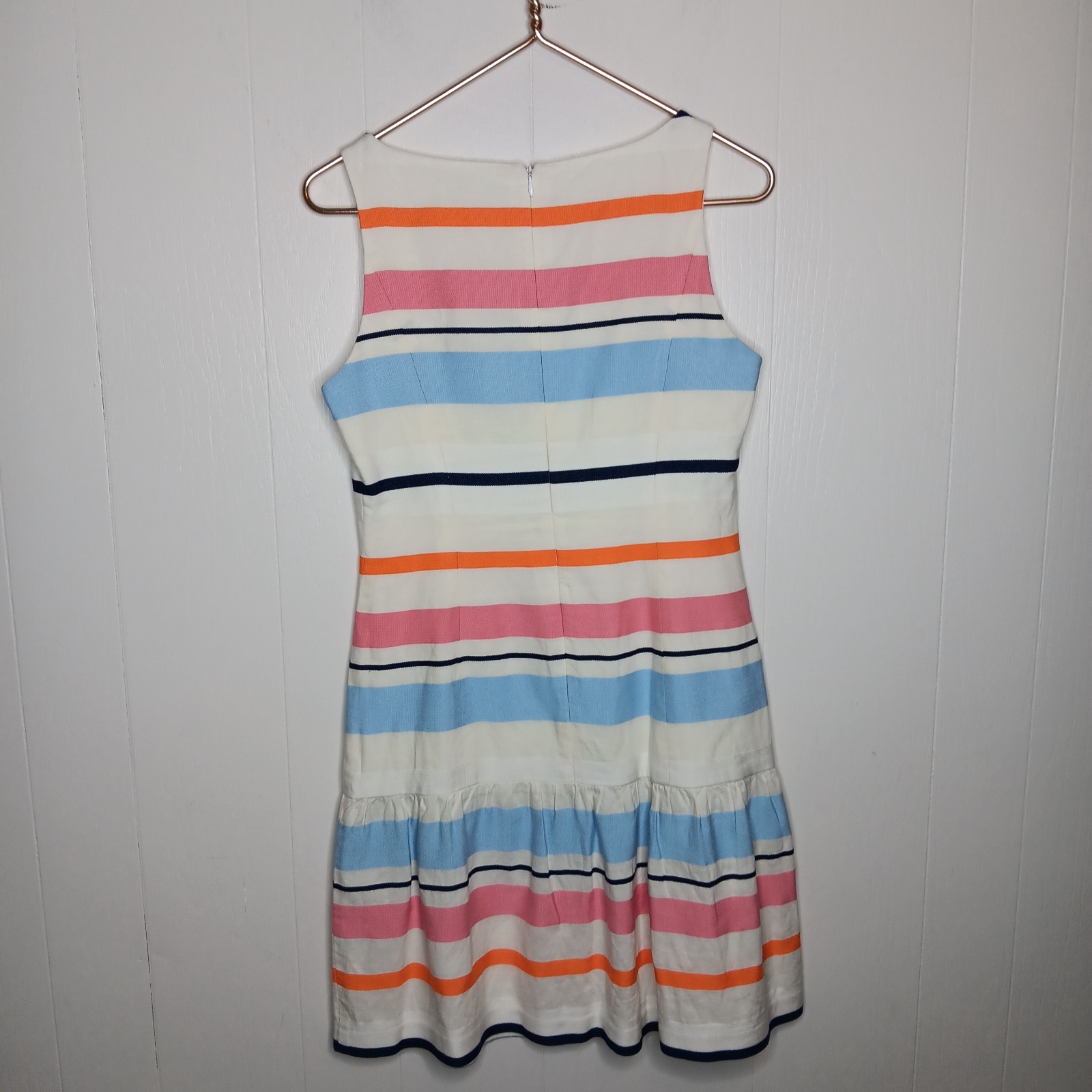 J.McLaughlin Ruby Striped Dress 4 Multicolor Drop Waist Coastal Nautical Yaht