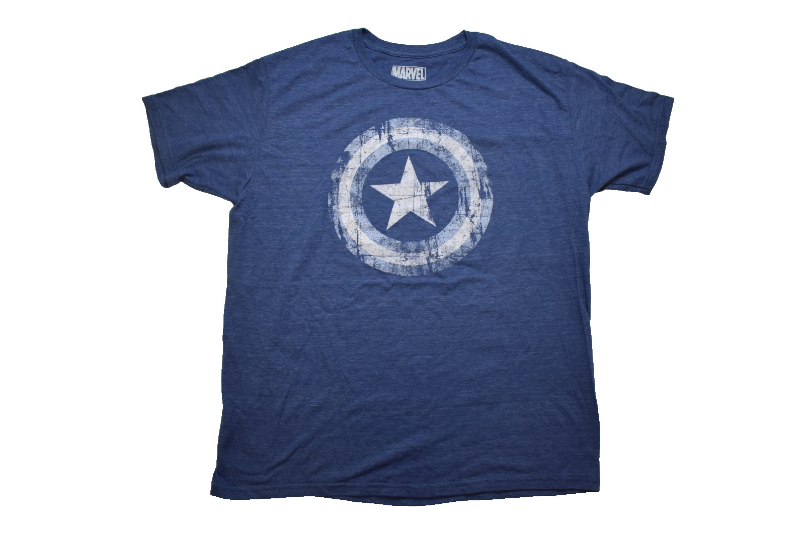 Marvel Captain America Mens Distressed Shield Graphic Blue Shirt New Large
