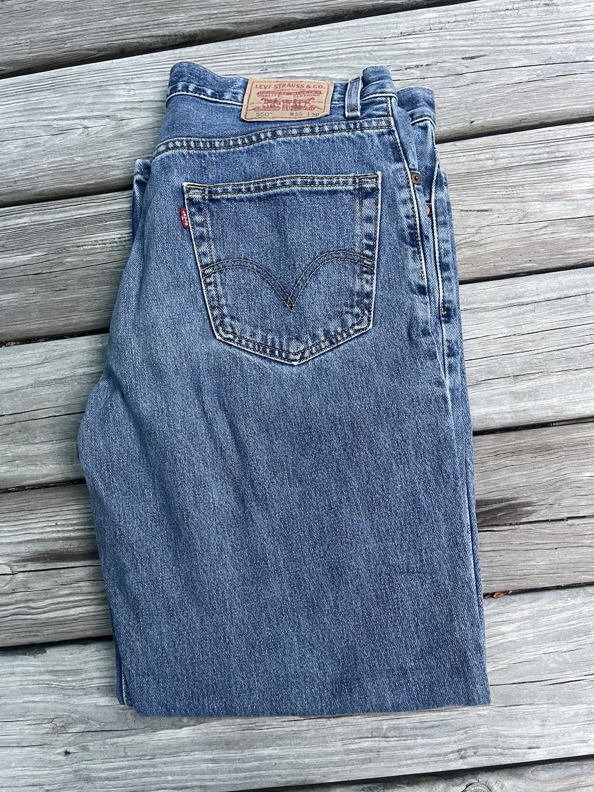 Levis 550 Relaxed Fit Jeans Mens 36×30 Blue Denim New Classic Straight Leg