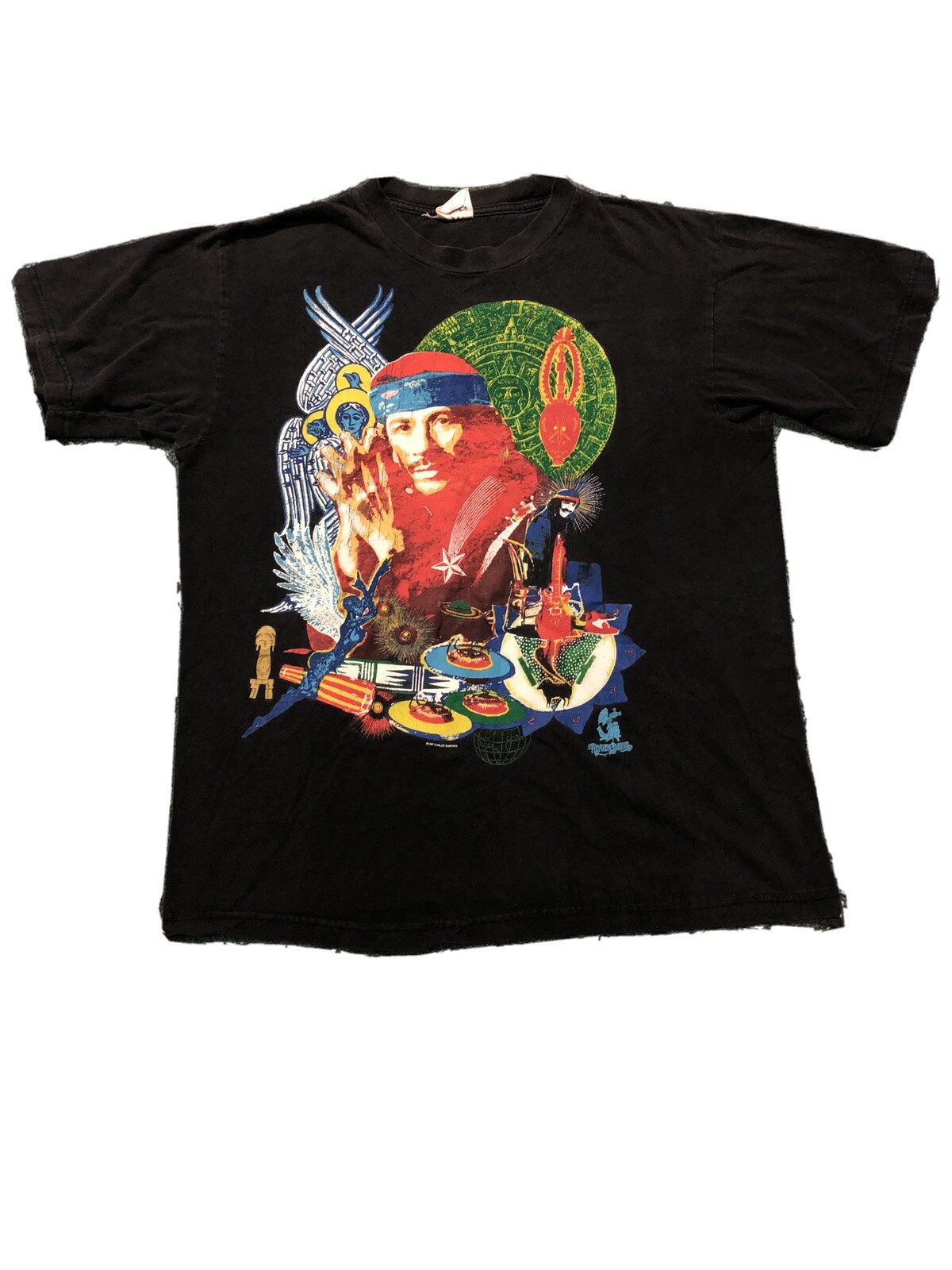 Vtg 97 Carlos Santana T Shirt HEAVEN SMILES L Graphic Rock Dbl Sided