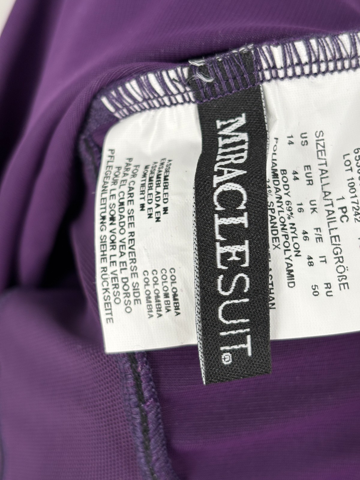 MiracleSuit Mystique One Piece Swimsuit Womens 14 Purple Body Shaping Beach NWT
