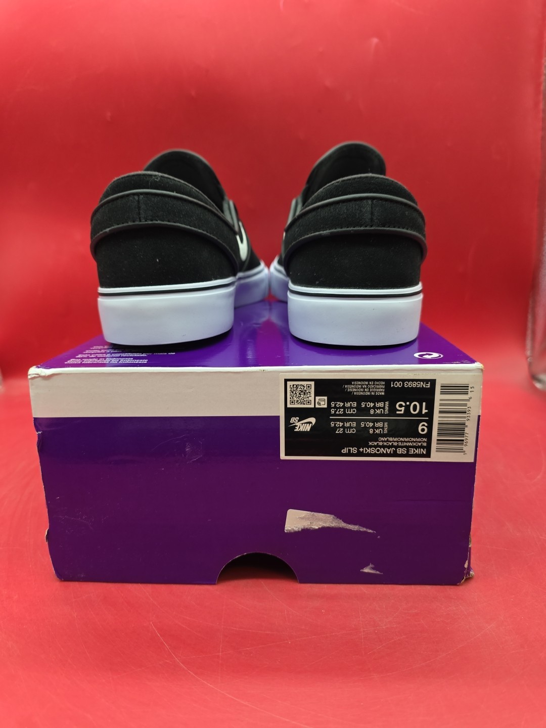 Size 9 – Nike Zoom Stefan Janoski+ Slip SB Black White