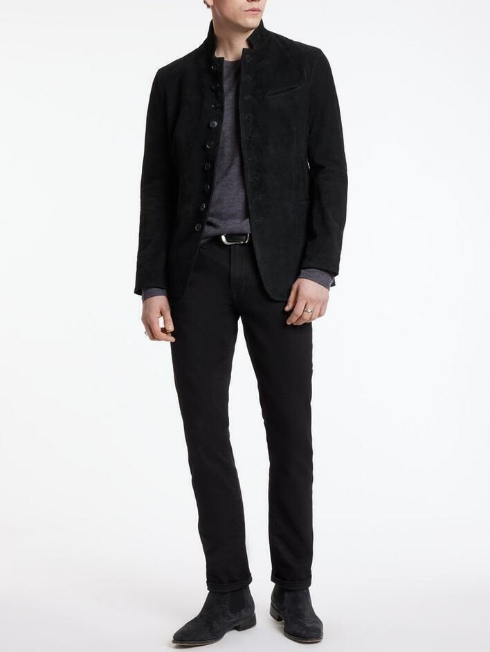 CELEBRITY New Men’s Black Suede Jacket 100% Soft Sheepskin Style Slim Fit Jacket