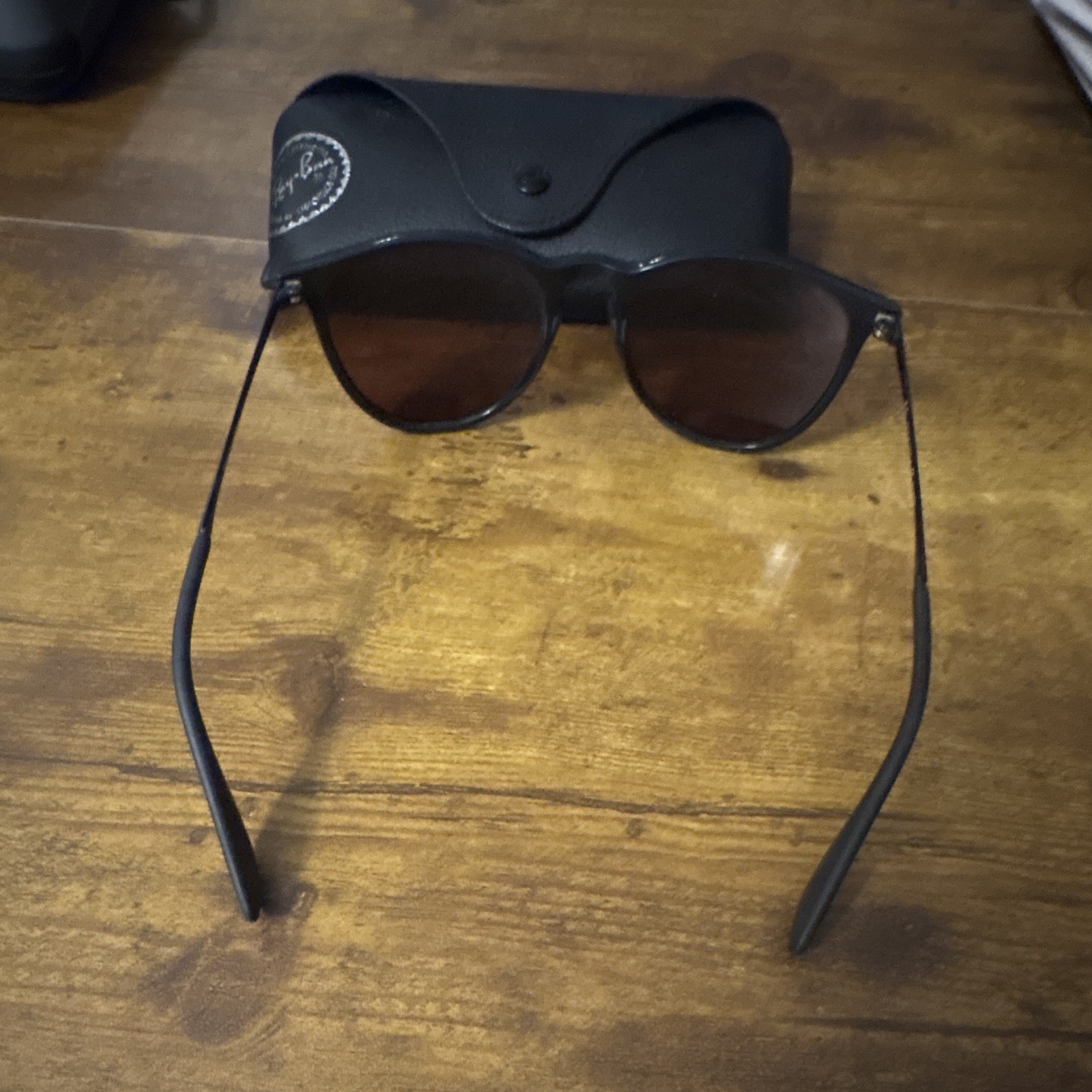 Ray-Ban RB4171 Erika Round Sunglasses Black Frame purple Tint Lens some scratch